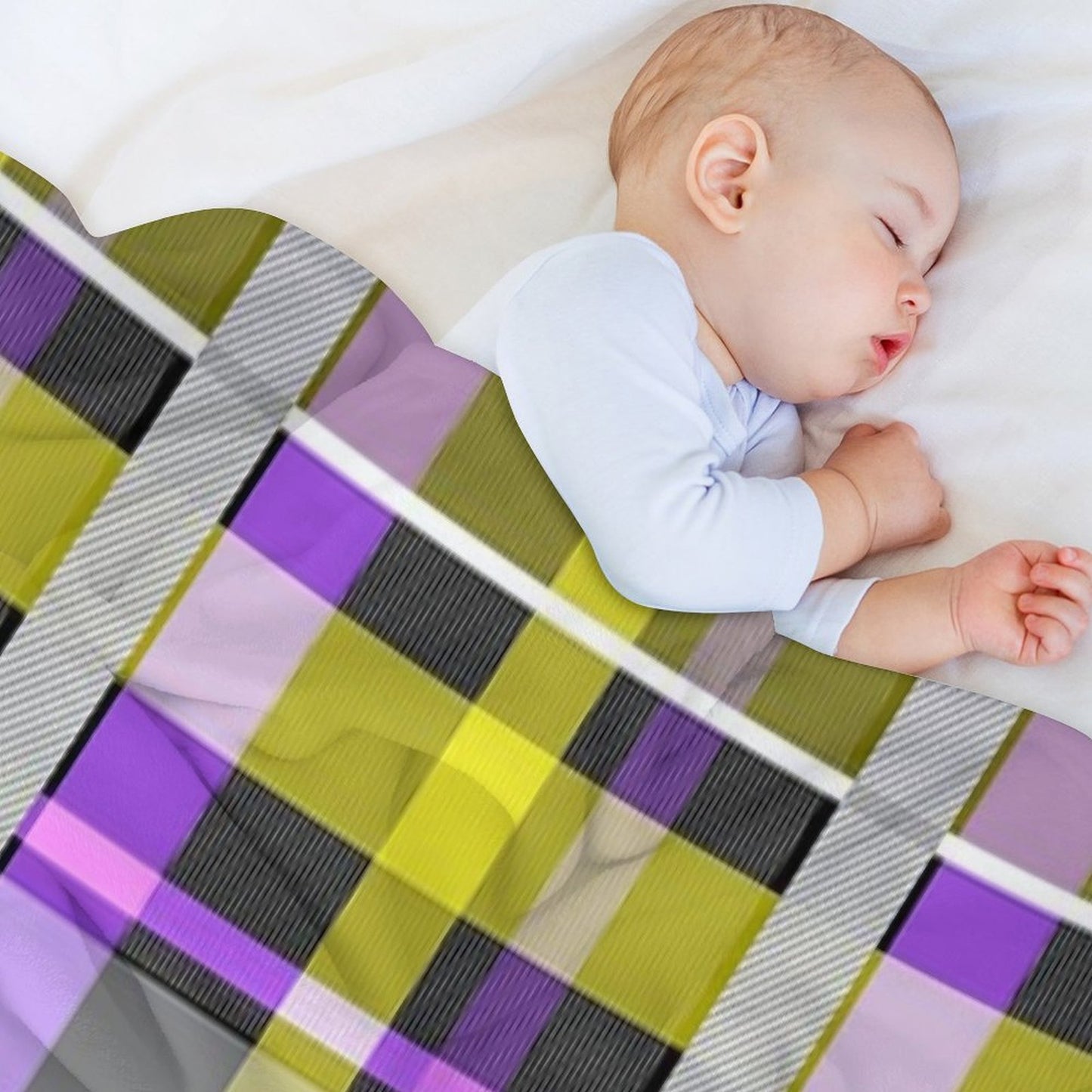 Nonbinary Flag Check Machine-washable Throw Blanket