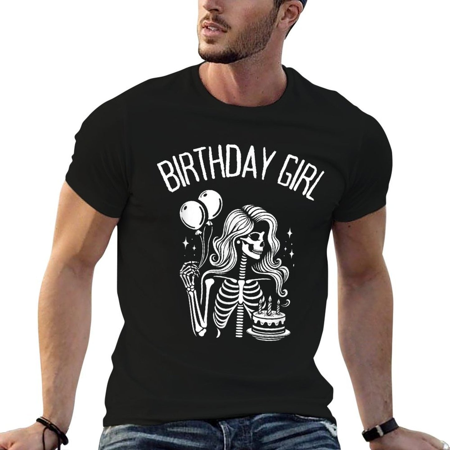 Birthday Girl Cute Gothic Skeleton Women Easy-care T-Shirt