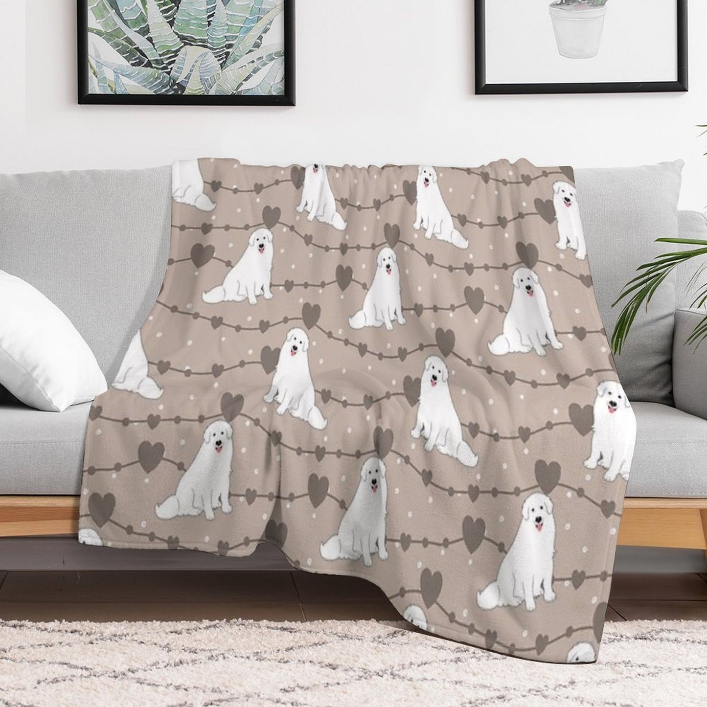 Love White Great Pyrenees Dog Quick-dry Throw Blanket