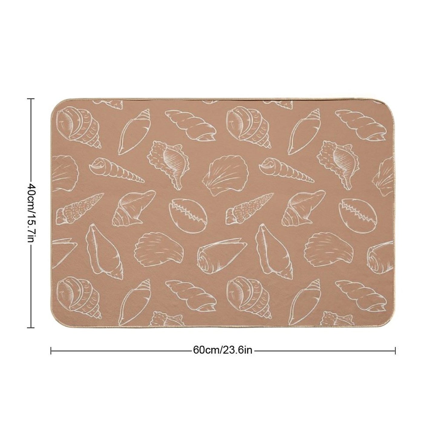 Seashell Outline on Sand Pattern Stain-Proof Bath Mat