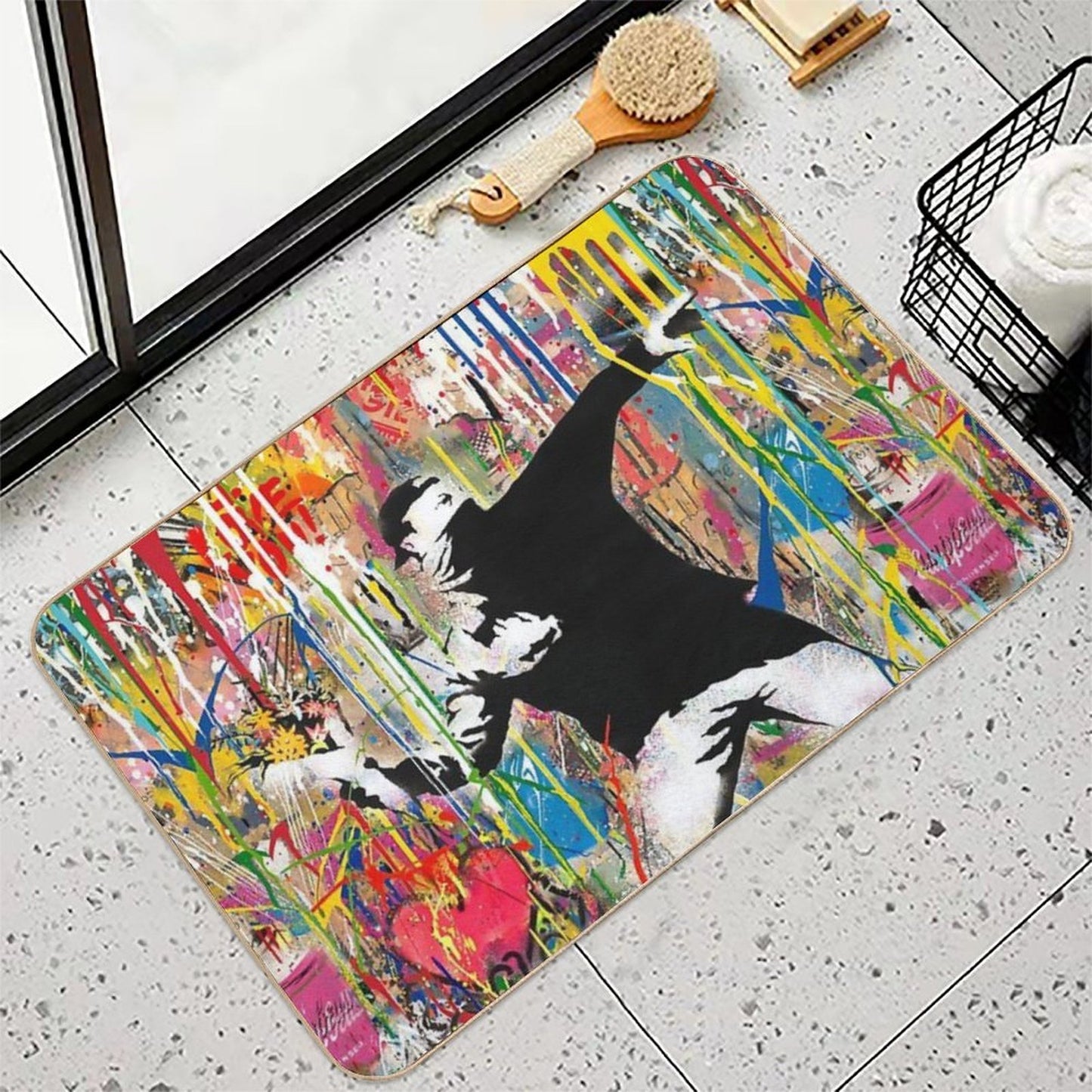 Flower Thrower Pop Street Art Colorful Rapid-Drying Bath Mat