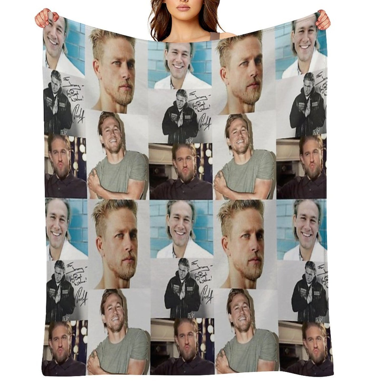 Charlie Hunnam Signed Art Travel-friendly Throw Blanket