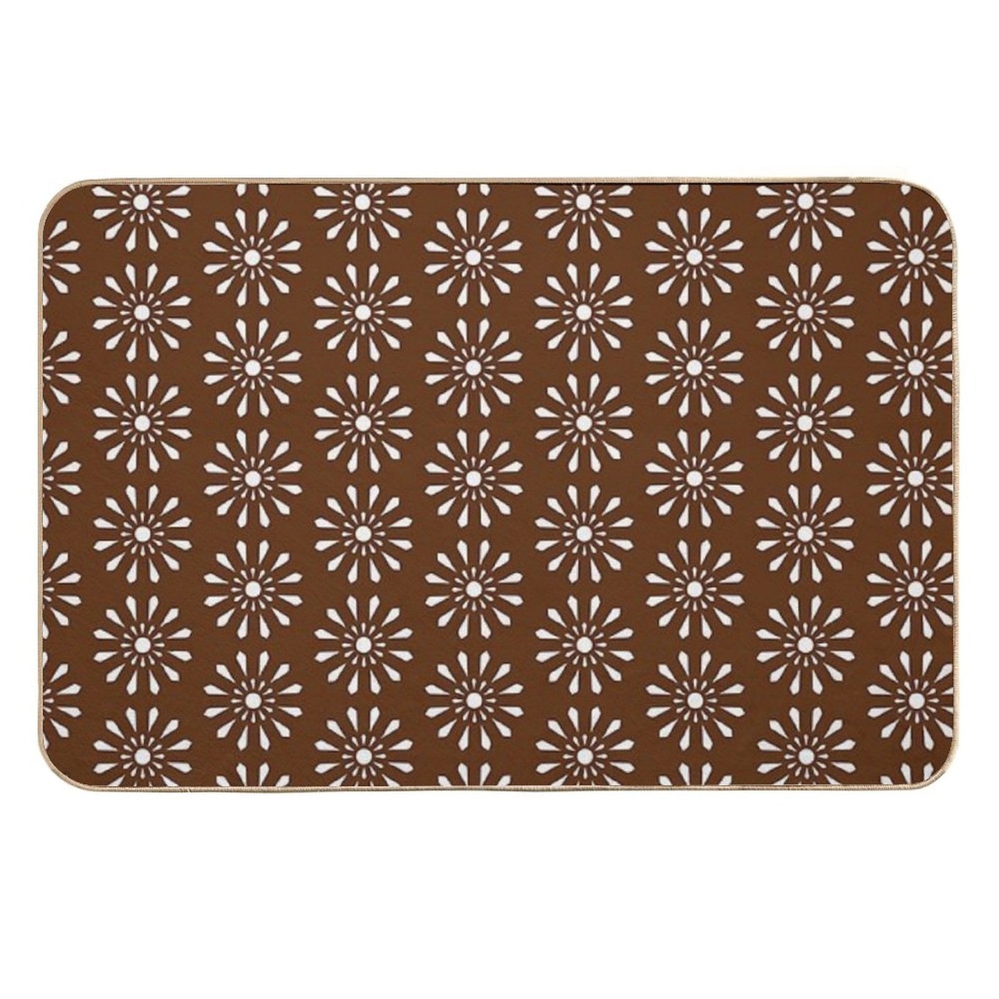 Brown Moroccan Inspired Pattern Long-Lasting Bath Mat