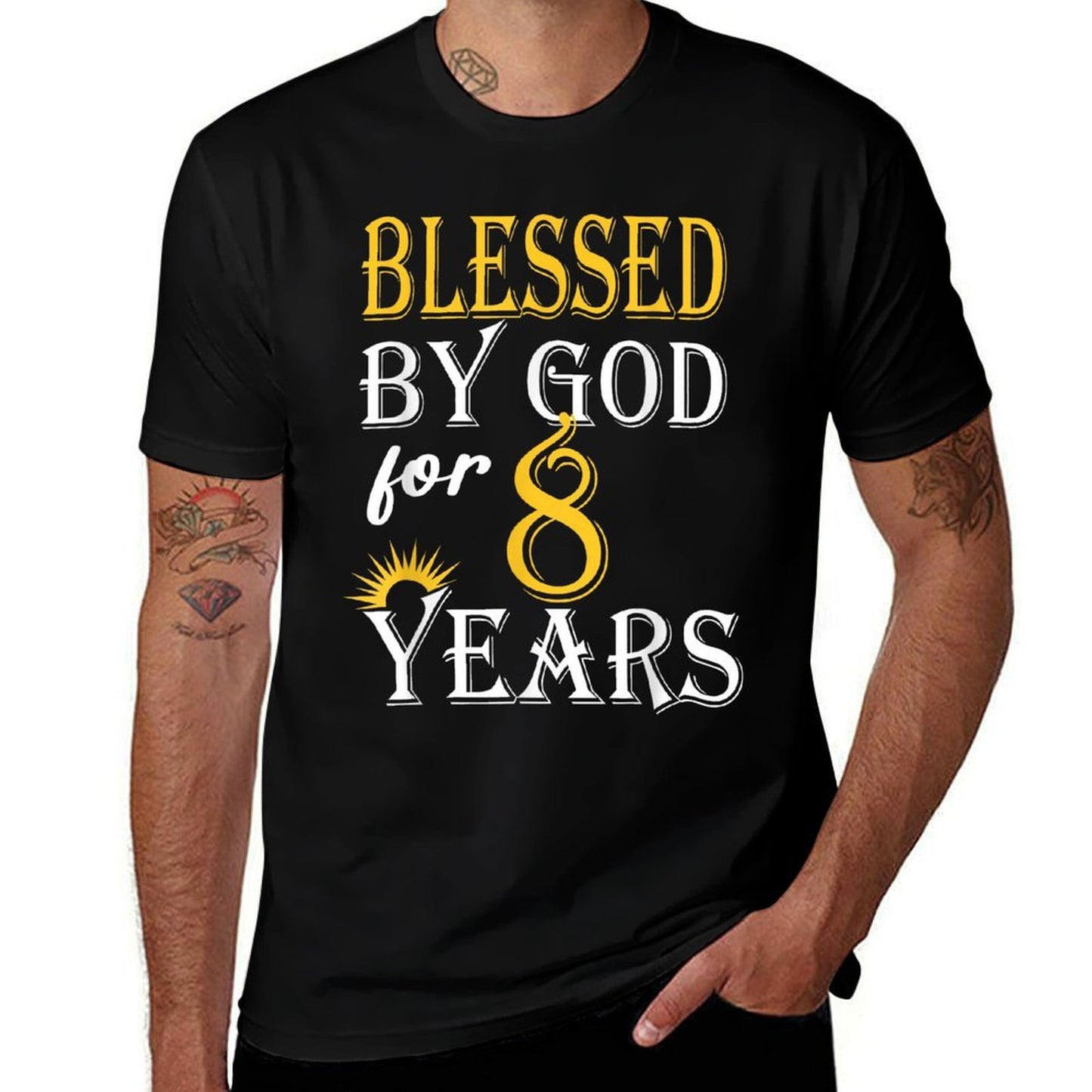 Vintage Blessed by God for 8 Year Old Birthday Stretchy T-Shirt
