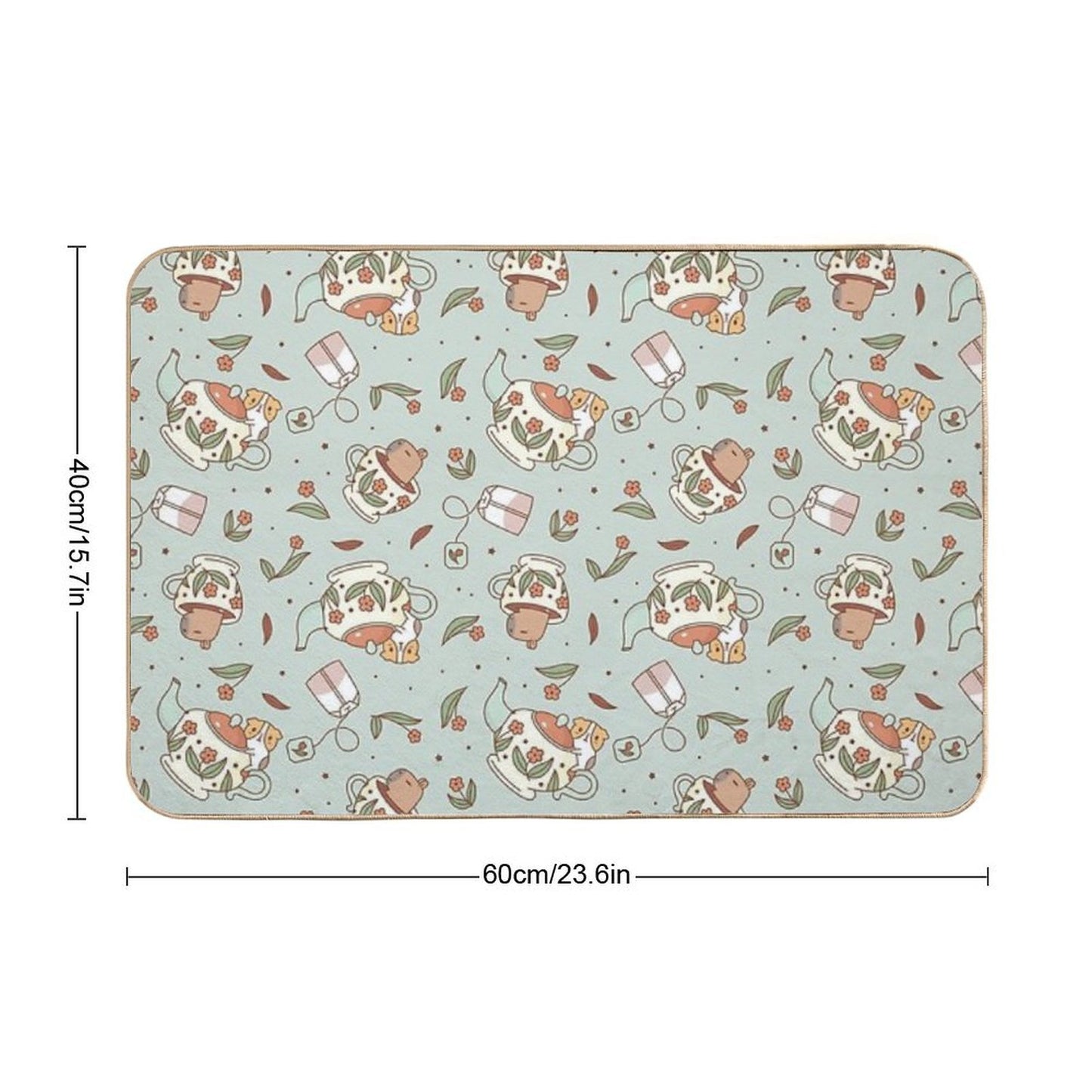 Guinea Pig And Capybara Tea Party Pattern, Bubu And Moonch Long-Lasting Bath Mat