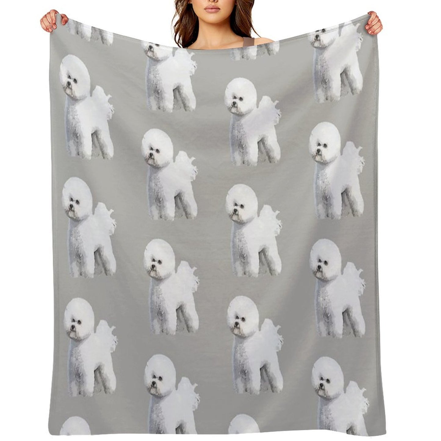Bichon Frise Standing Beauty Travel-friendly Throw Blanket