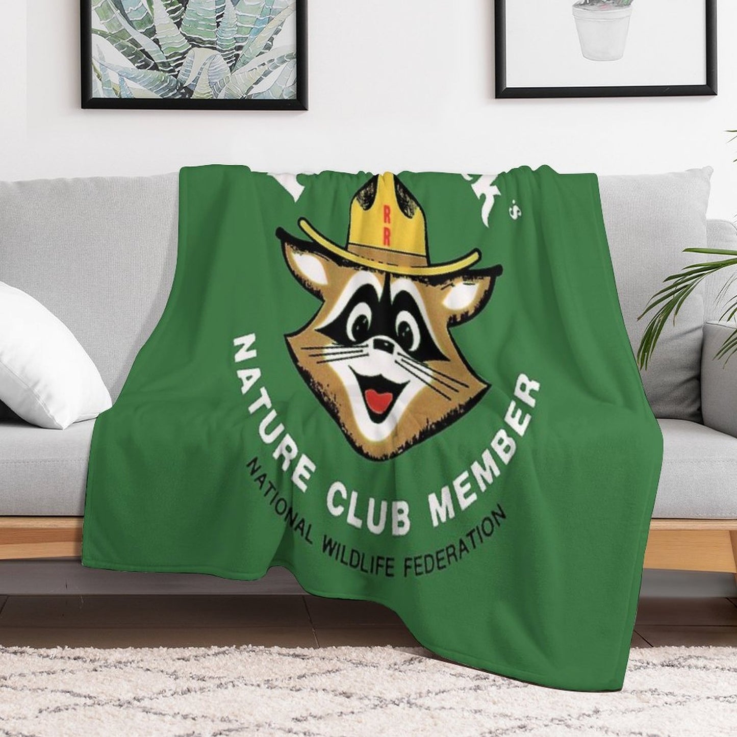 Ranger Rick's Nature Club Vintage Member Badge Plush Throw Blanket