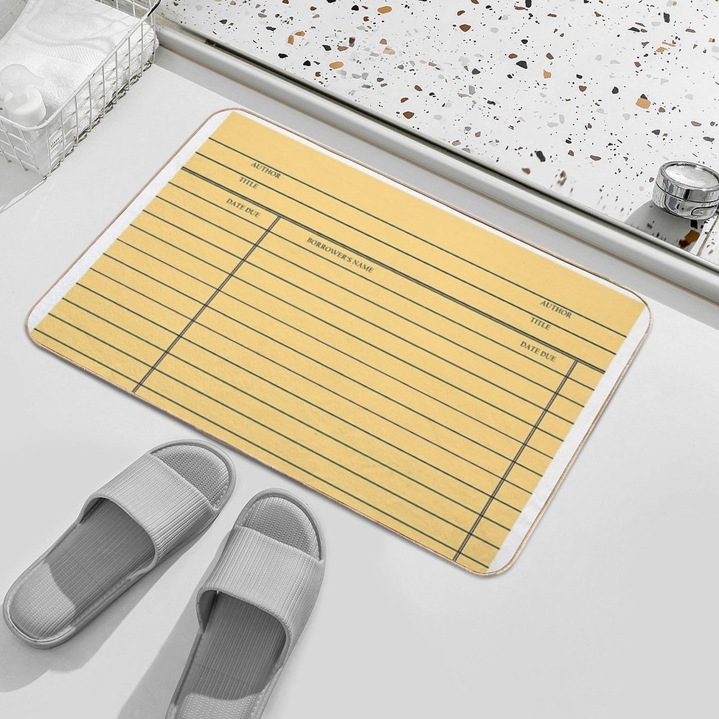Vintage Library Card - Yellow Gold Pet-Safe Bath Mat