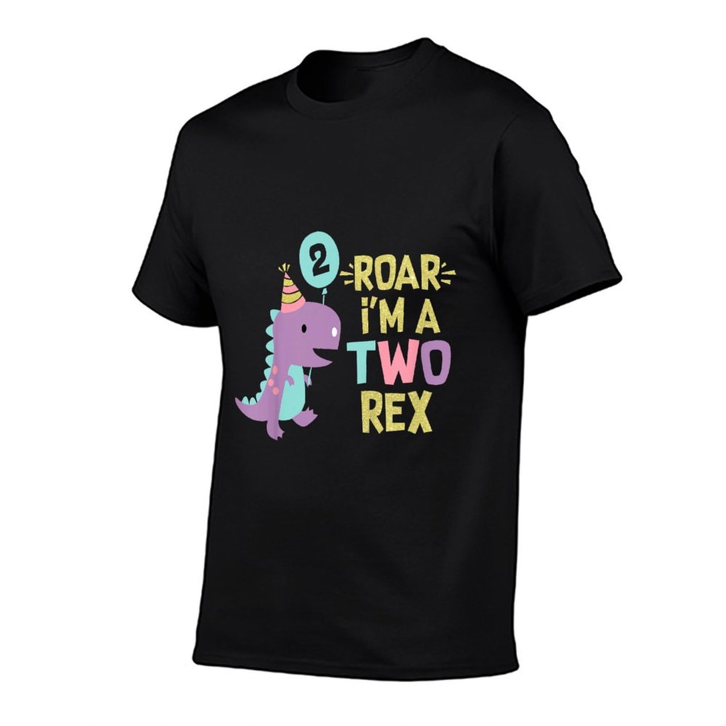 Two Rex 2nd Birthday Girls Cute Second Dinosaur 2 Year Old Heathered Texture T-Shirt