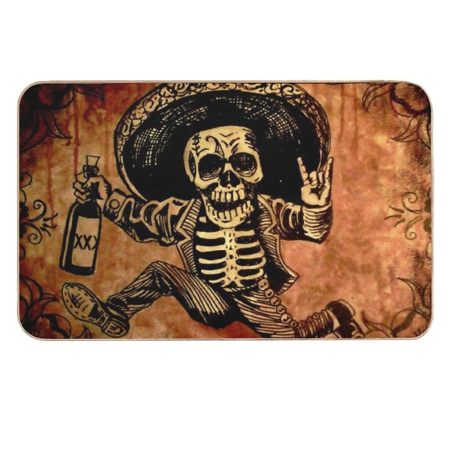Posada Day of The Dead Outlaw Easy Maintenance Bath Mat