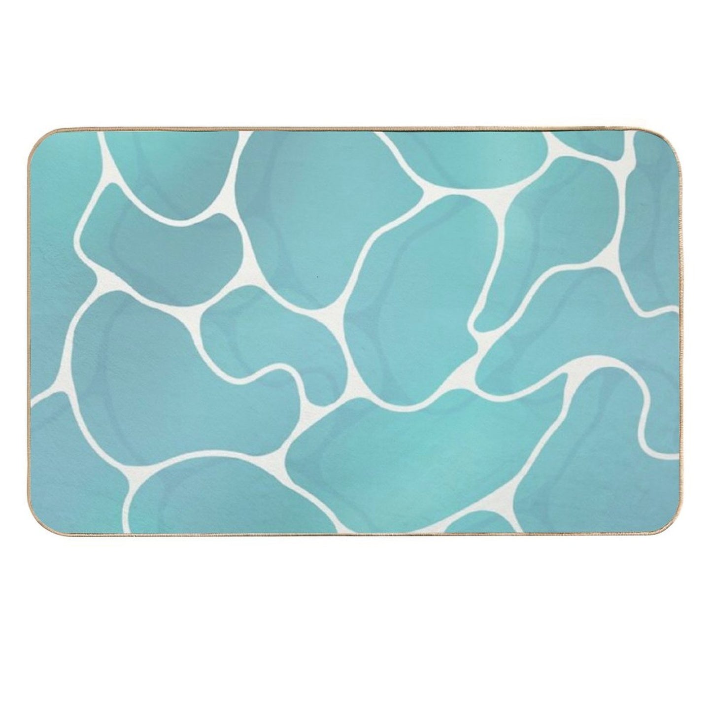 Blue Water Ocean Illustration Fade-Resistant Bath Mat