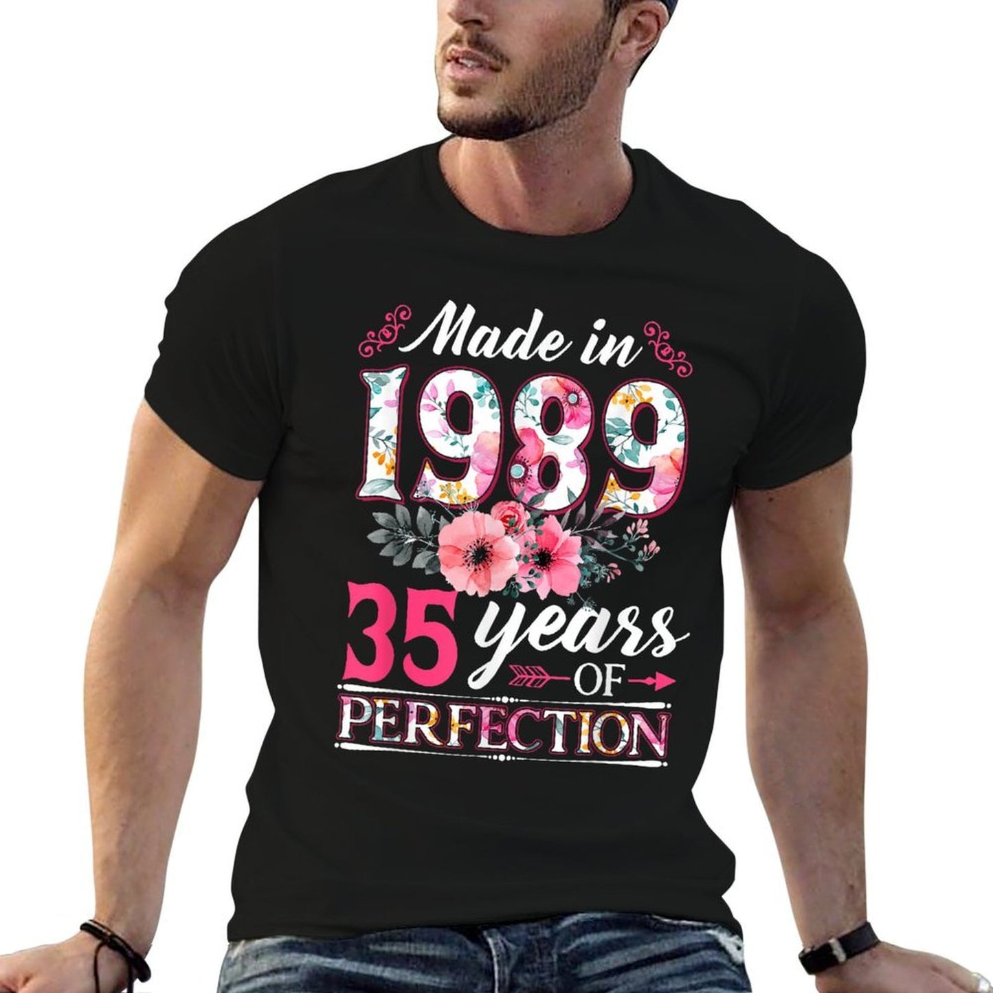 35 Year Old Made In 1989 Floral Flower 35th Birthday Womens Durable T-Shirt