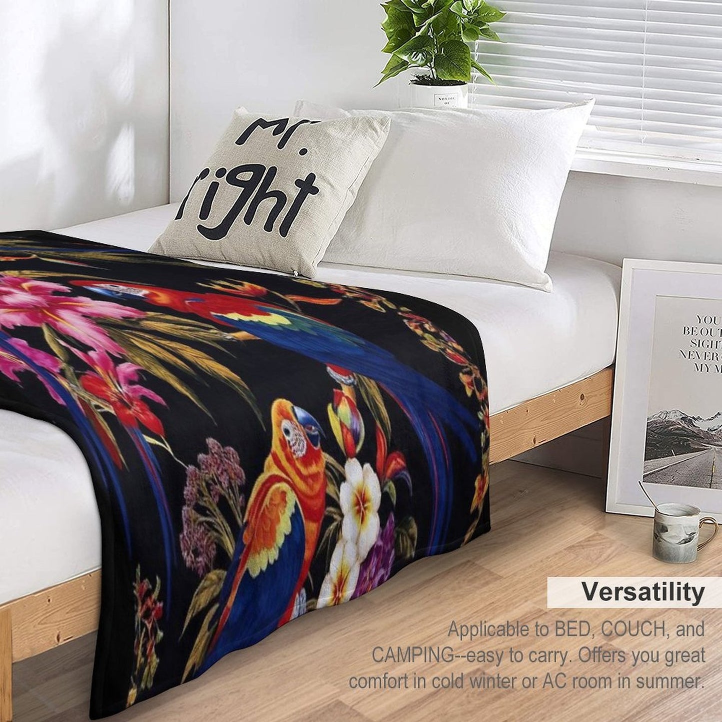 Floral Pattern The Macaw Mystique Durable Throw Blanket
