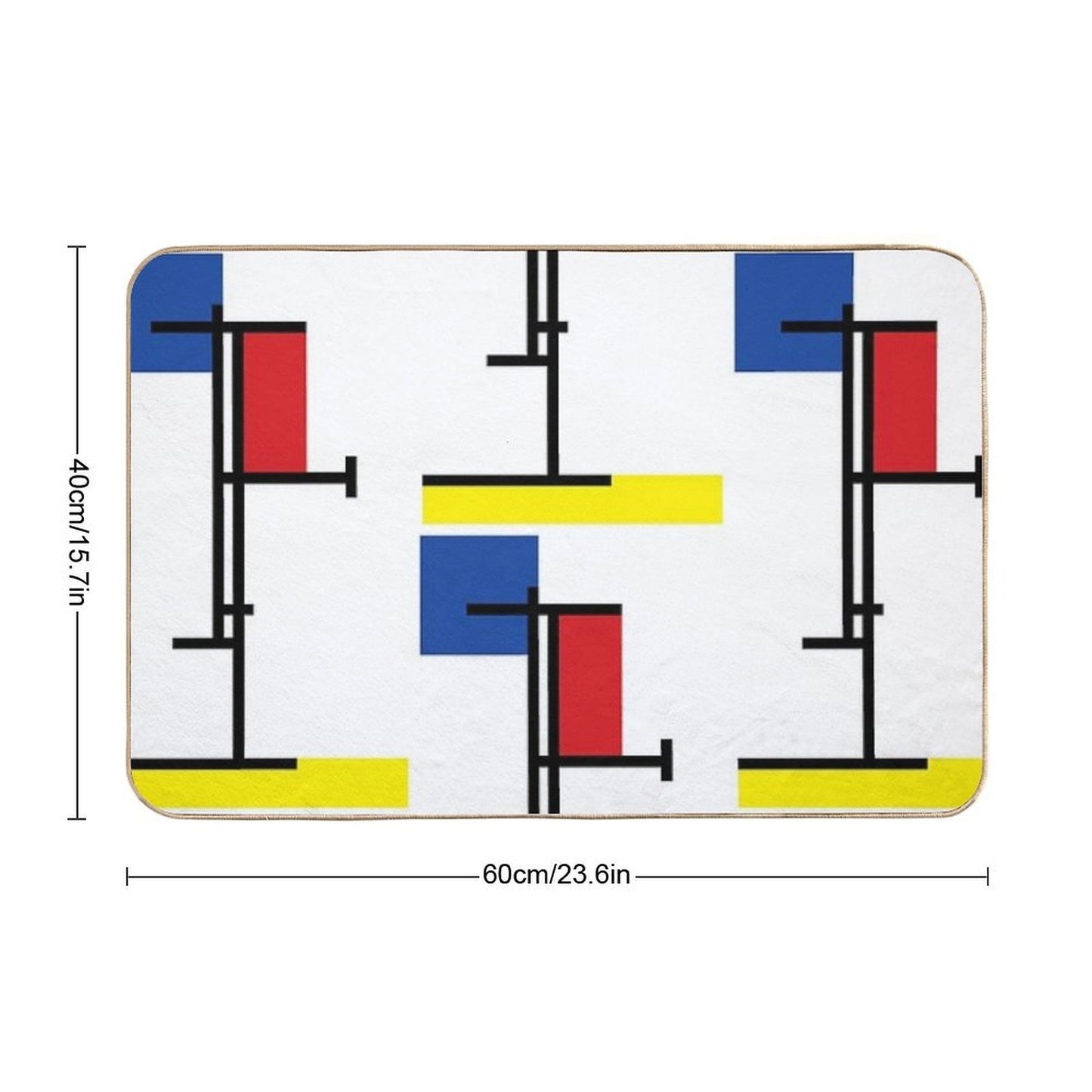 Mondrian Minimalist De Stijl Modern Art III © Fatfatin Stain-Proof Bath Mat