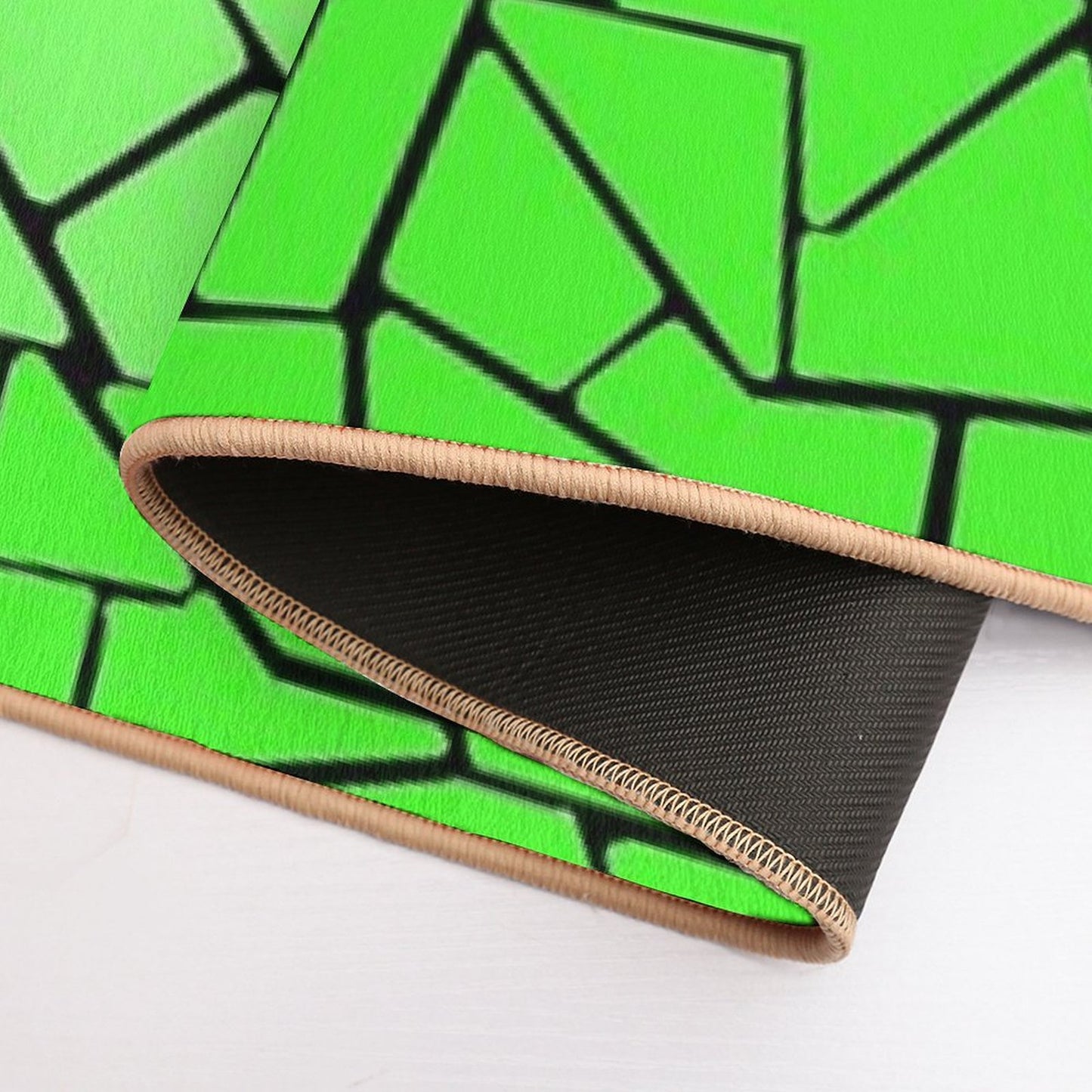 Green Gradient Tiles with Black Background Rapid-Drying Bath Mat