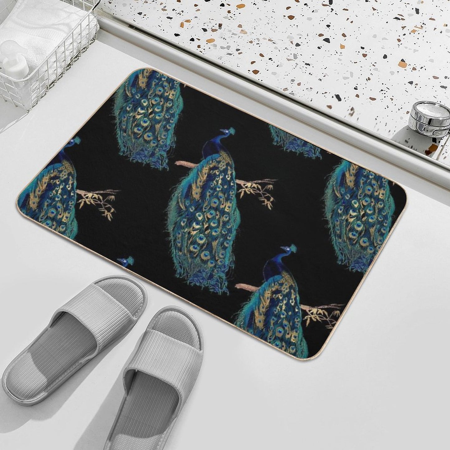 Vintage Peacock Odorless Bath Mat