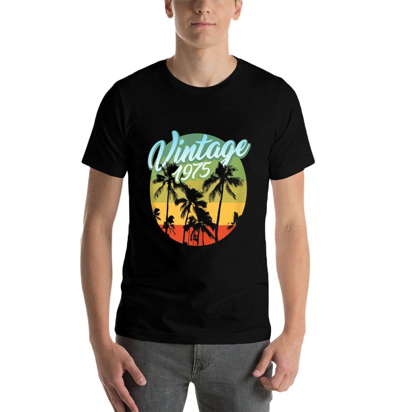 Aloha Born In 1975 Vintage Tropical Paradise 50th Birthday Heathered Texture T-Shirt