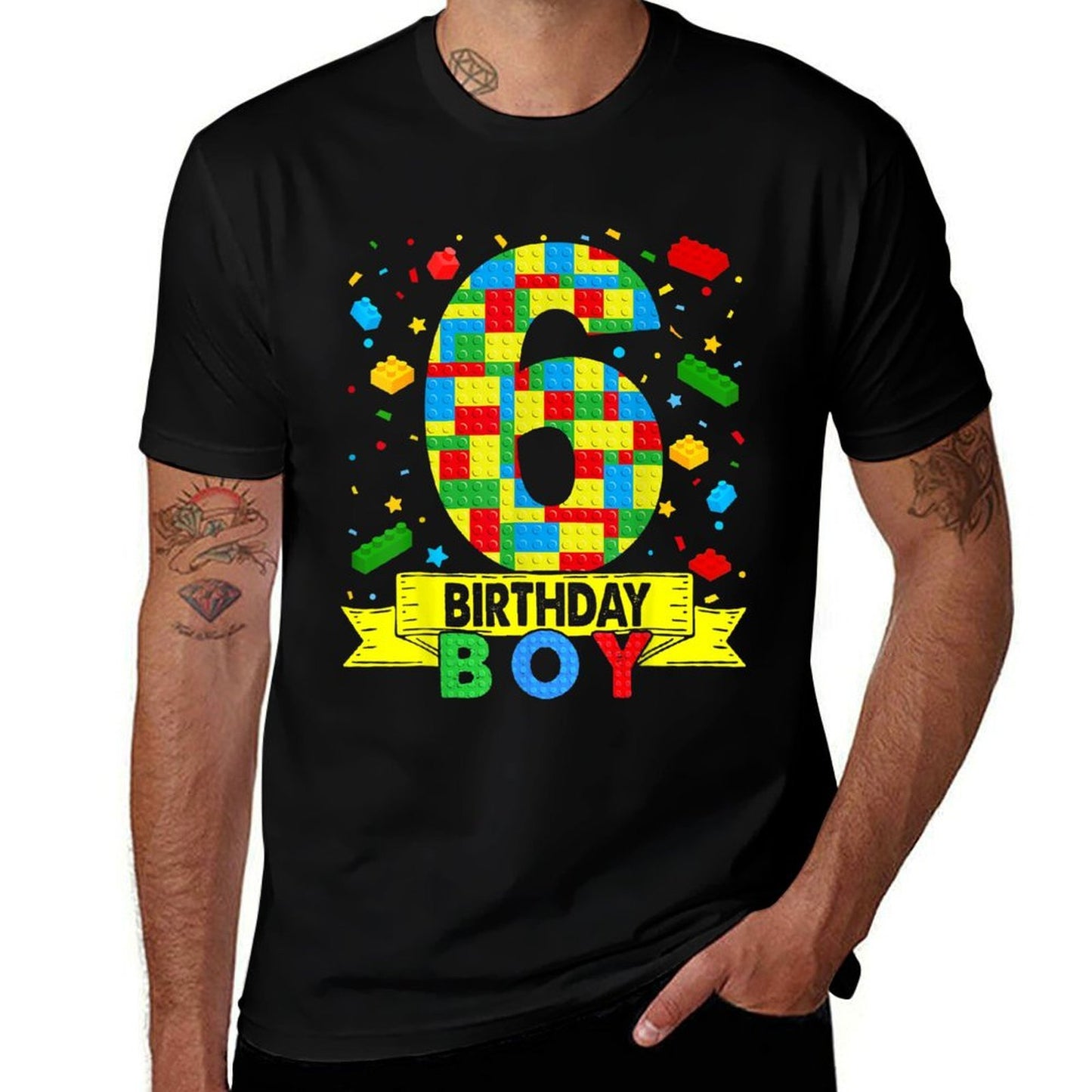 6 Year Old Building Blocks 6th Birthday Boy Brick Builder Wrinkle-resistant T-Shirt