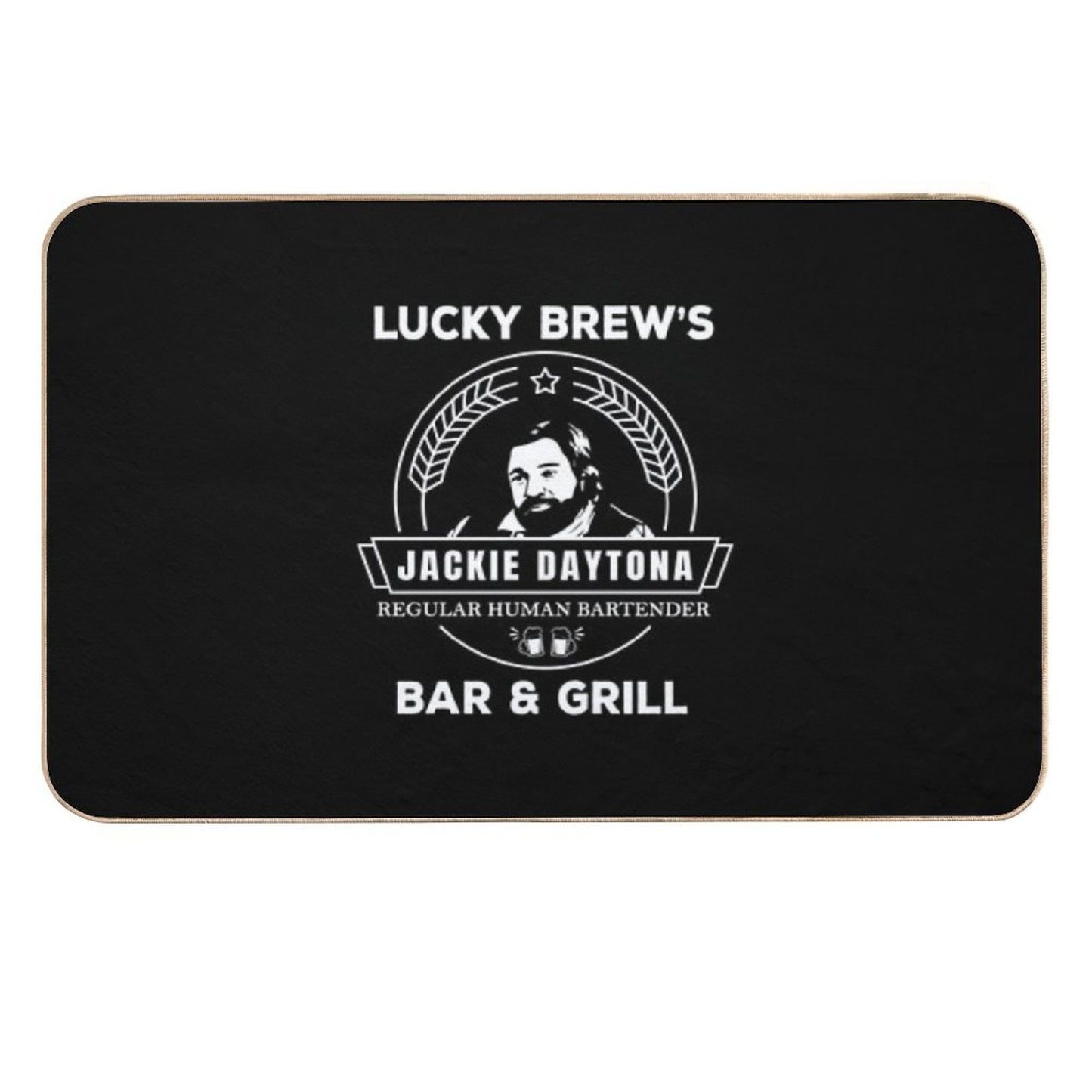 Jackie Daytona - Lucky Brew's Bar And Grill Shirt - What We Do in The Shadows Easy Maintenance Bath Mat