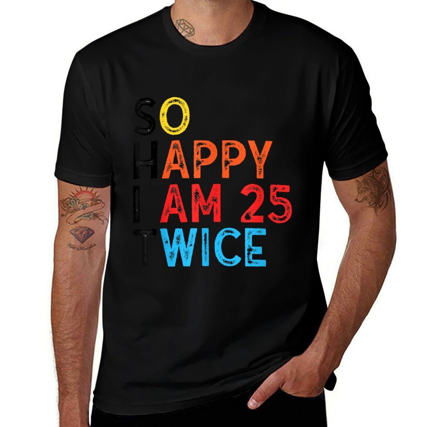 So Happy I'm 25 Twice Funny 50th Birthday  Trendy Pattern T-Shirt