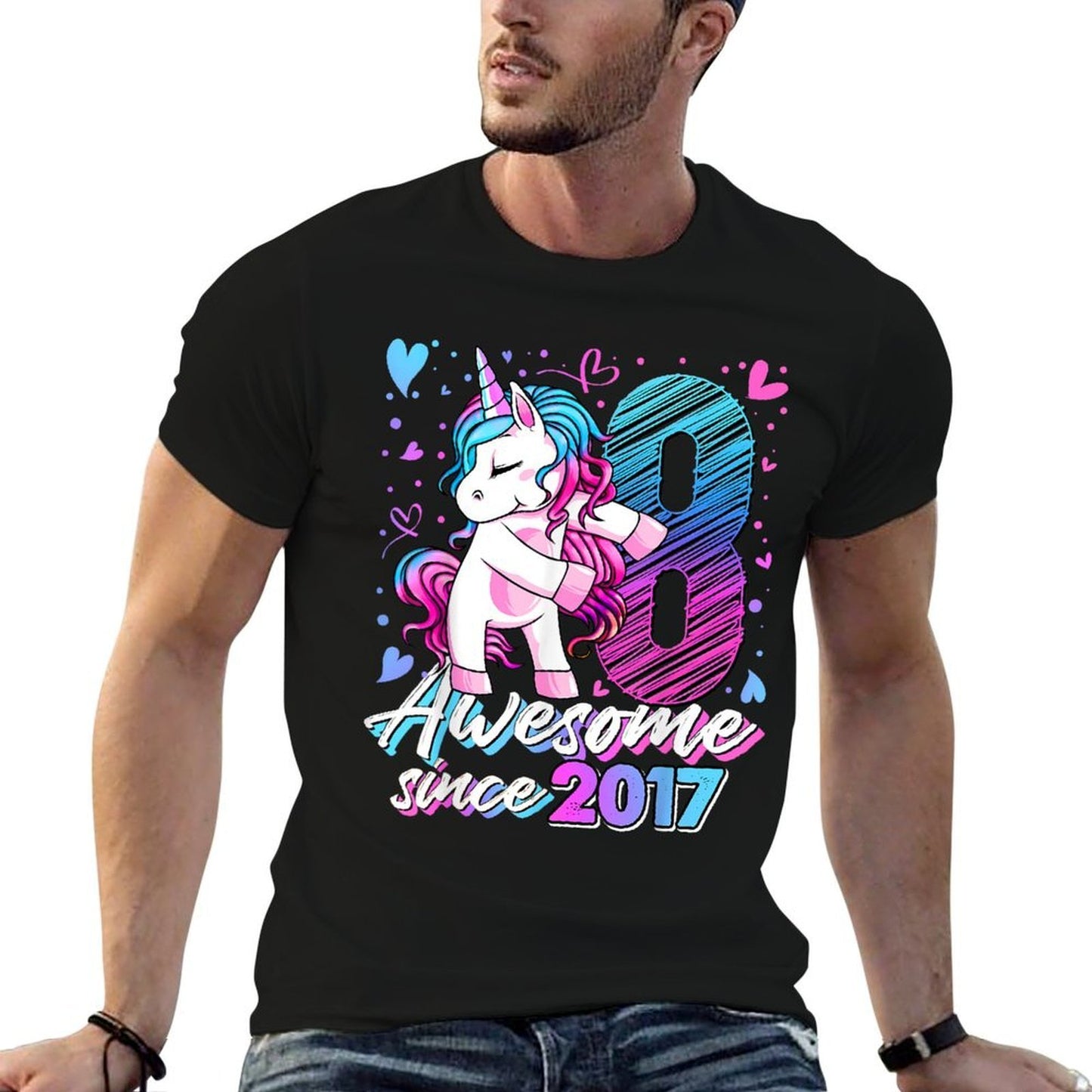 8 Year Old Unicorn Gifts For Girls 8th Birthday Girl Party Relaxed-fit T-Shirt
