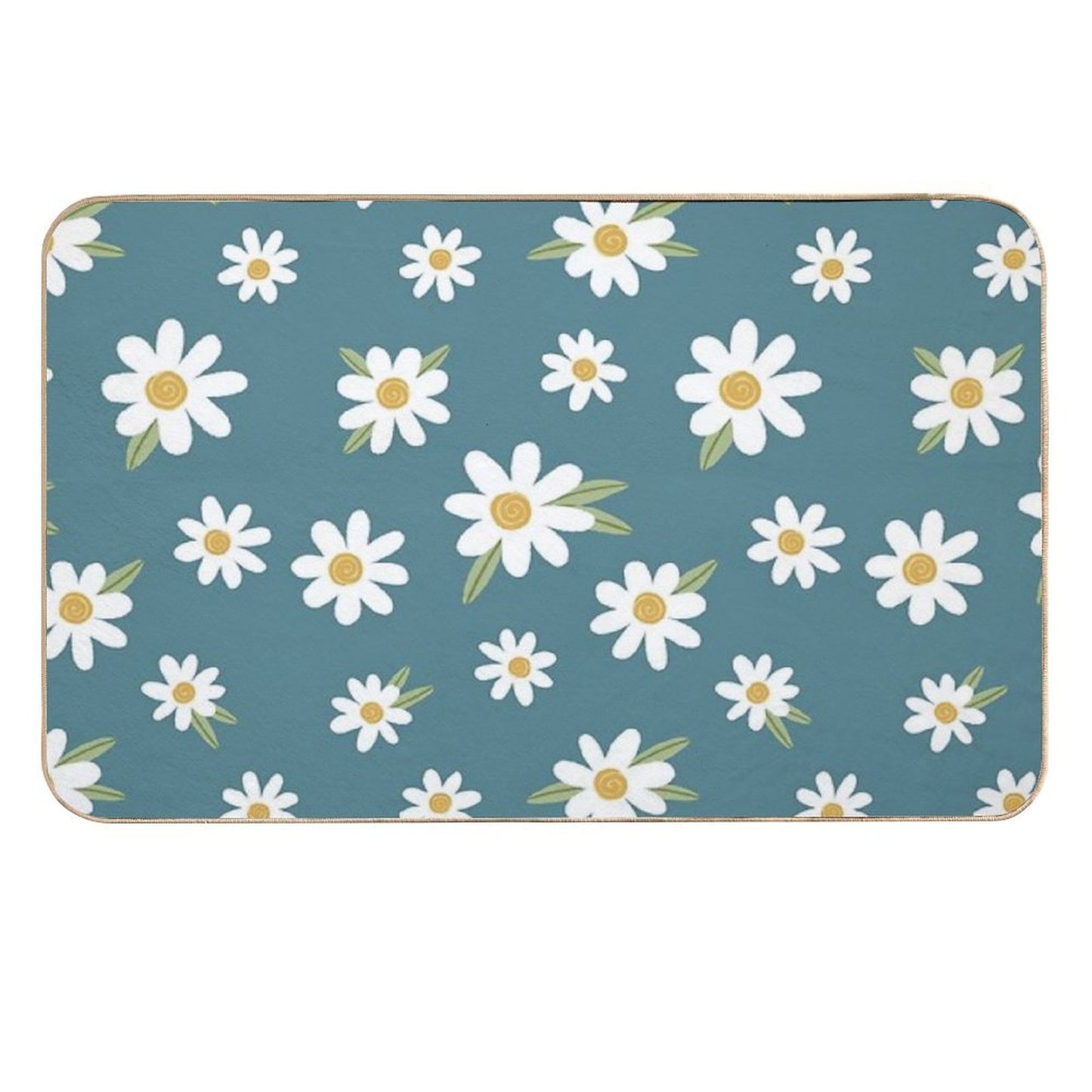 Daisies on Teal Green Eco-Friendly Bath Mat