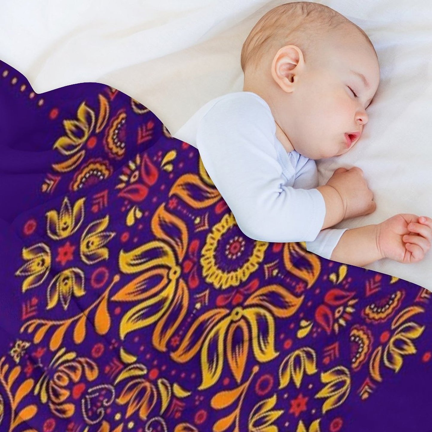 Fiery Floral Folk Pattern All-season Throw Blanket