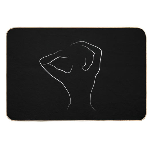 Woman Body Outline Drawing - Miss Mina  Slip-Resistant Bath Mat