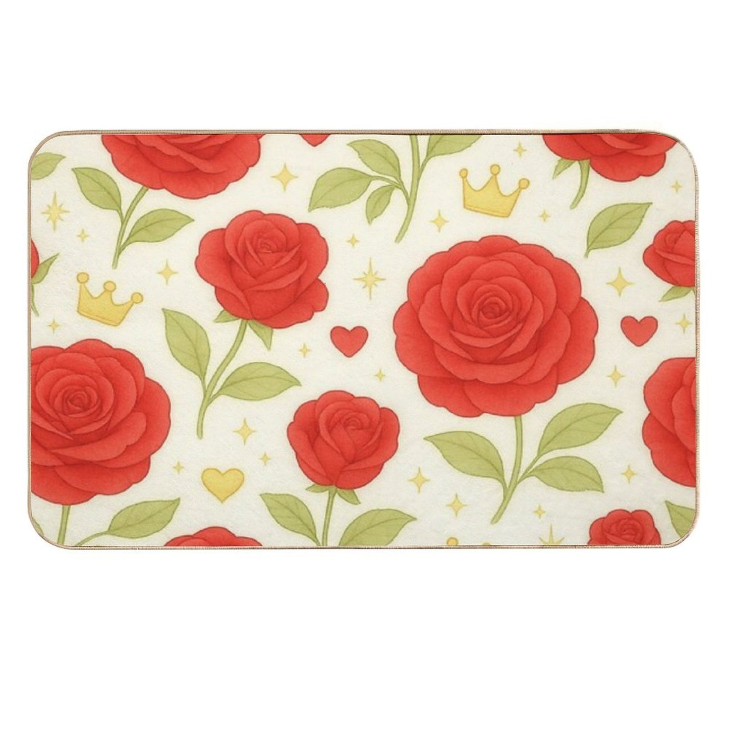Royal Bloom – Elegant Rose Pattern (Red) Himekari Collection Slip-Resistant Bath Mat