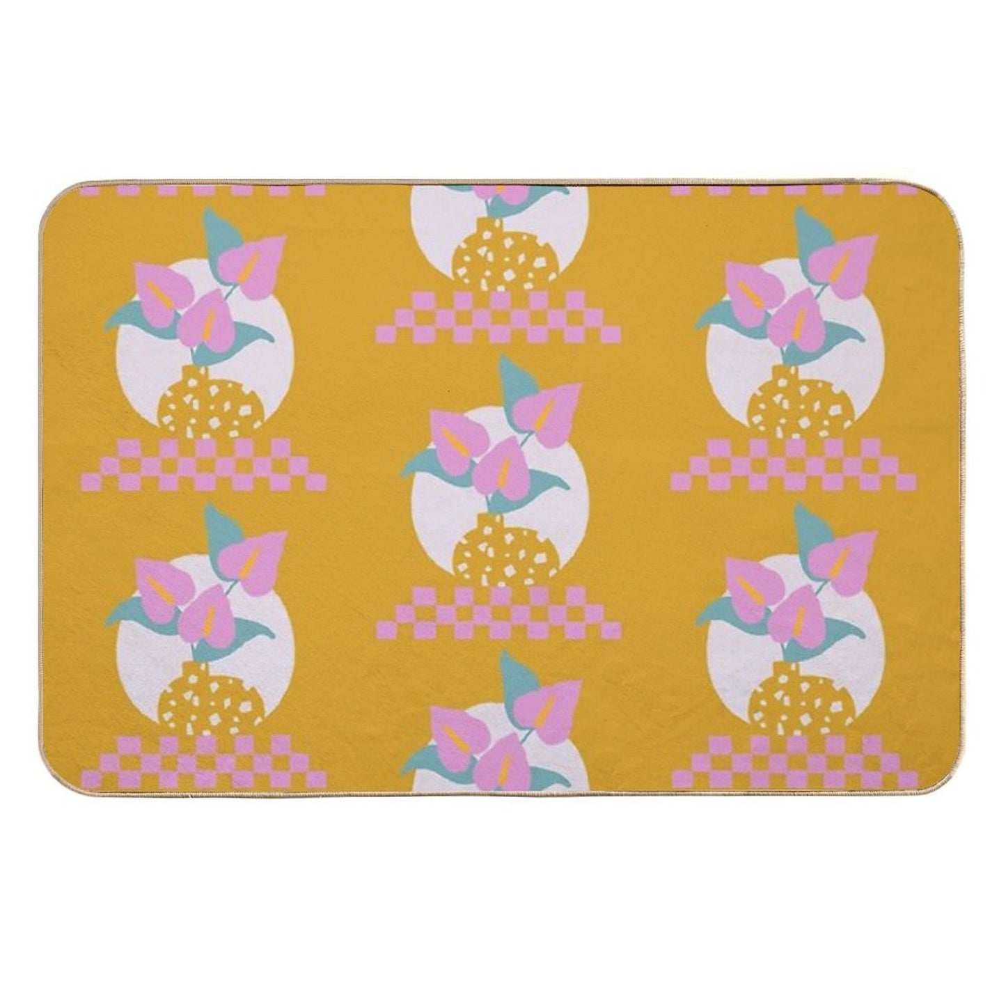 Anthurium Plant & Terrazzo Vase Fade-Resistant Bath Mat