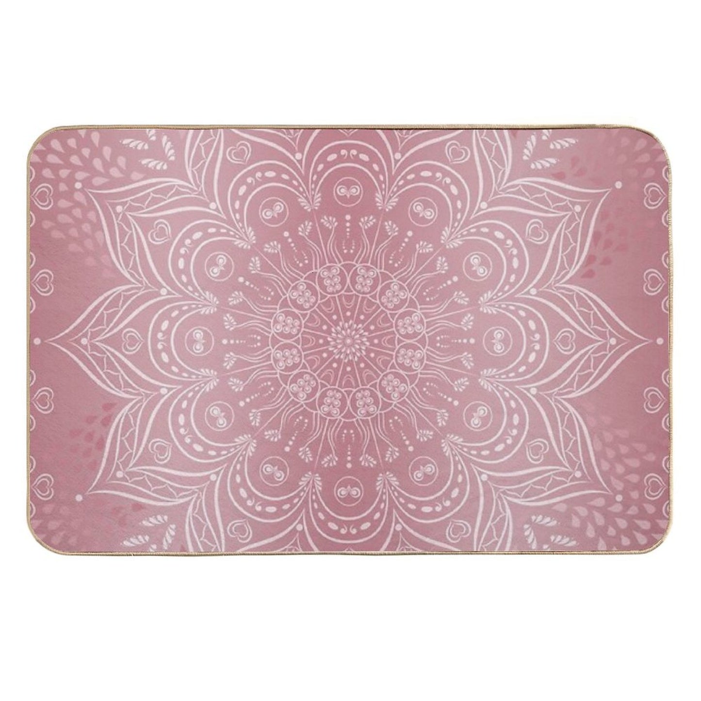 Boho Rose Gold Mandala Non-Slip Bath Mat
