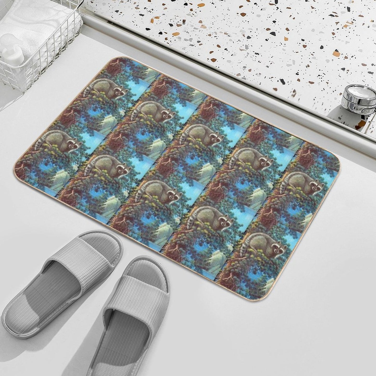 Treed Raccoon Lake Tahoe Non-Slip Bath Mat