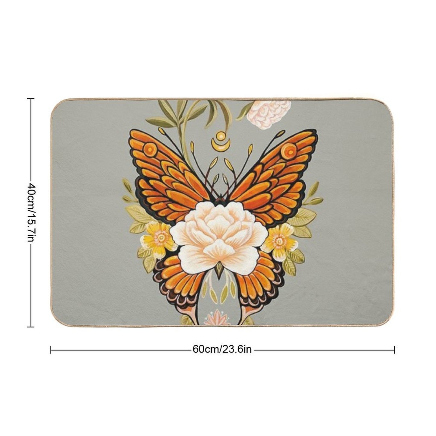 Tattoo Butterfly Peonies Toxin-Free Bath Mat