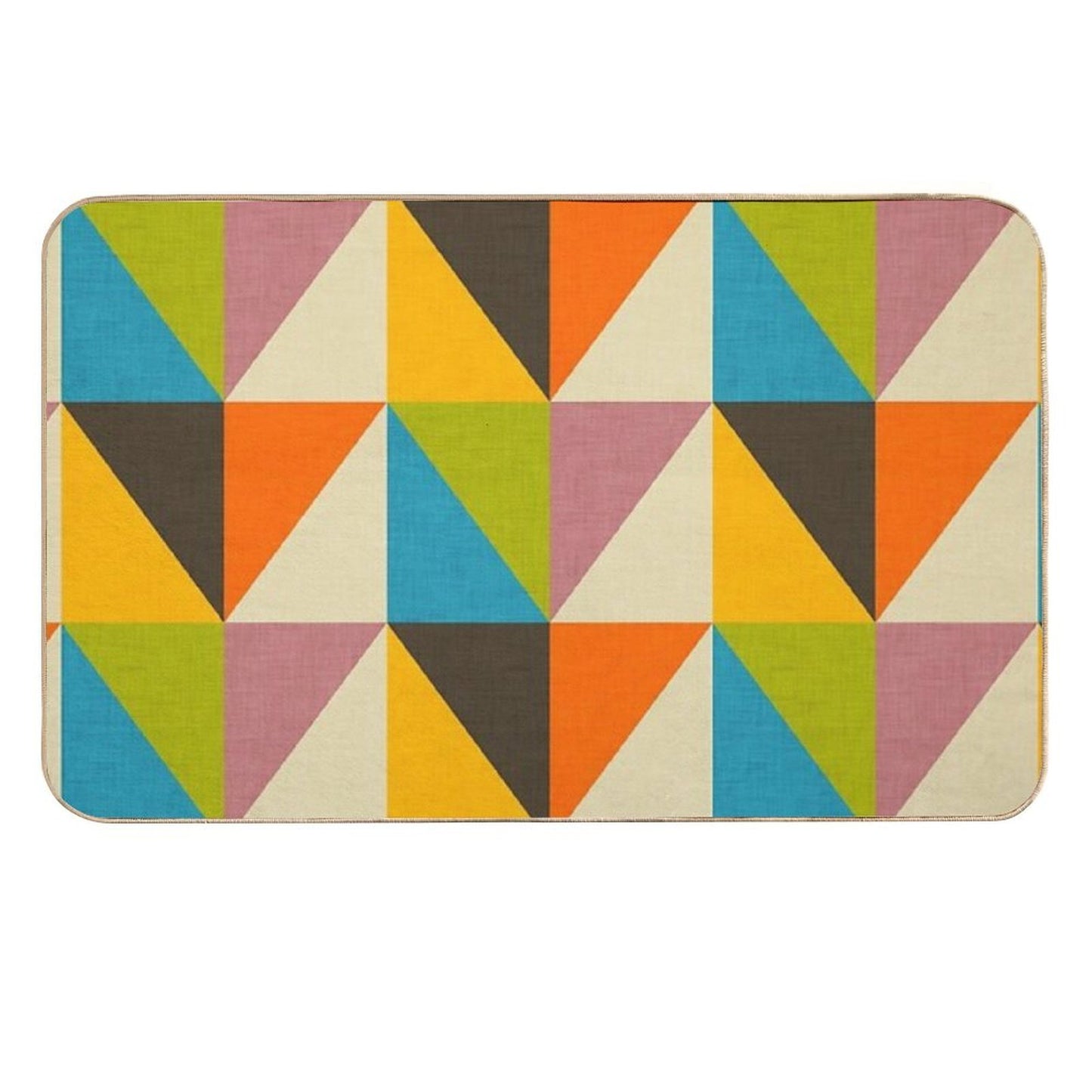 Retro Color Block Chevron Color Fun Easy To Clean Bath Mat
