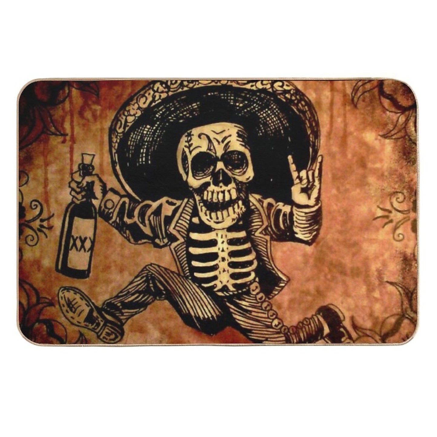 Posada Day of The Dead Outlaw Easy Maintenance Bath Mat