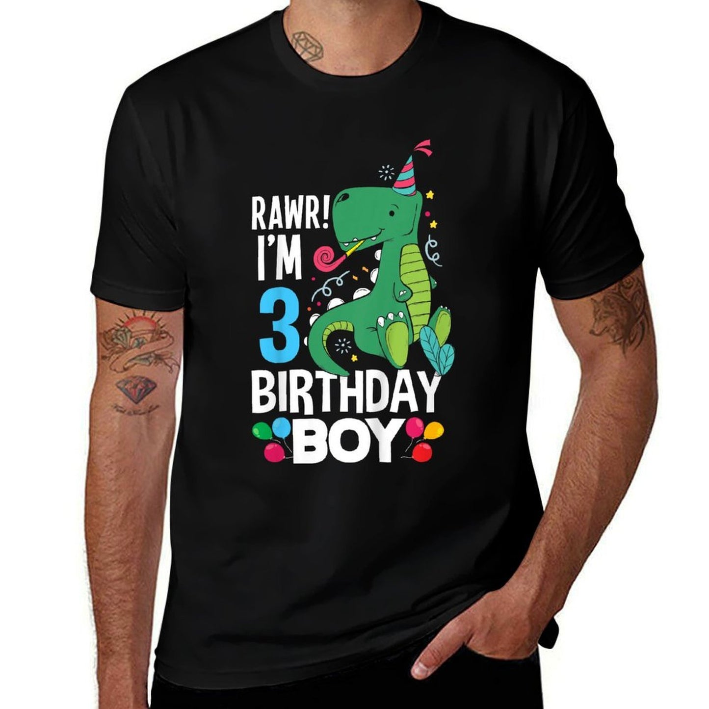 Kids 3rd Birthday Boys 3 Year Old Birthday Boy T Rex Dinosaur  Wrinkle-resistant T-Shirt