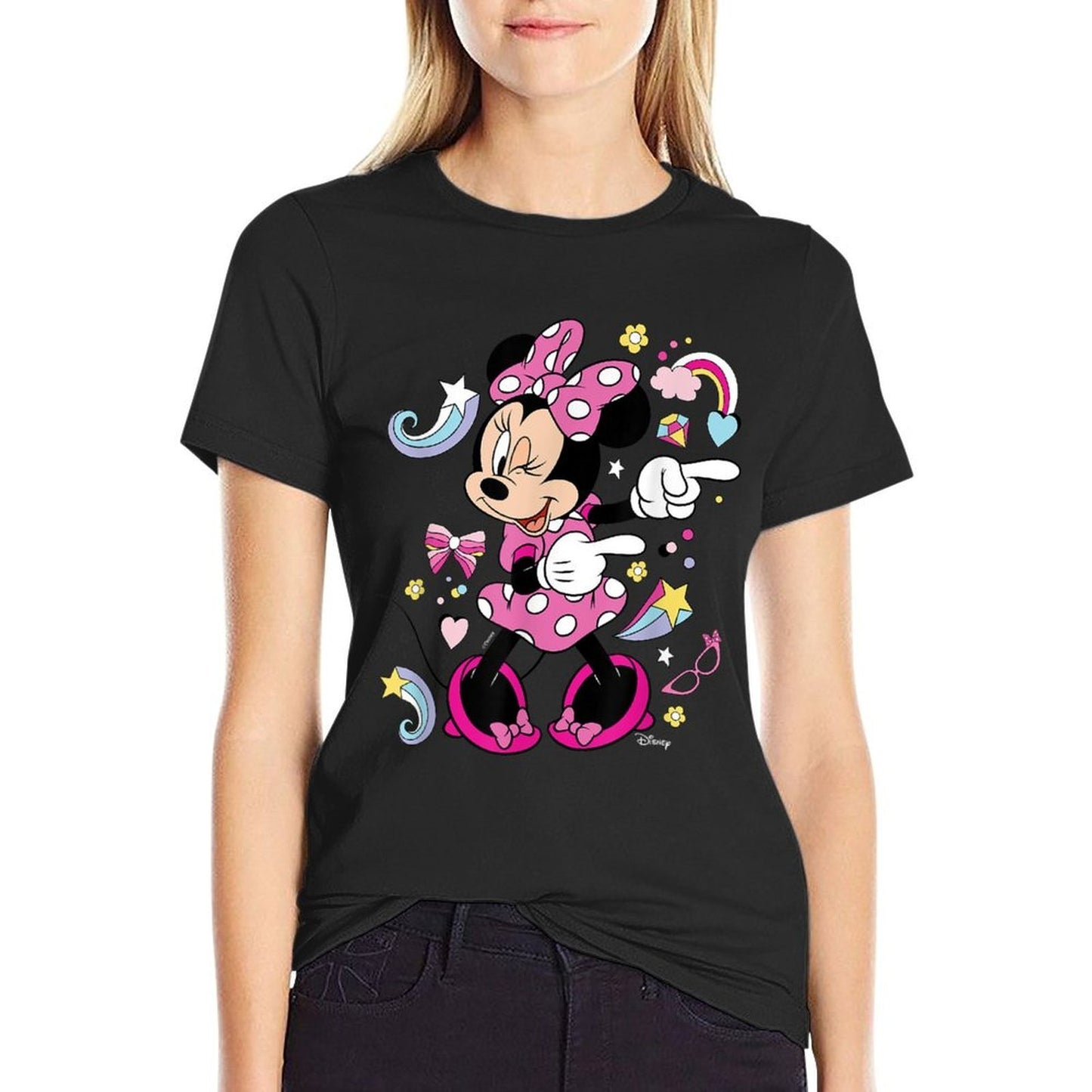 Mickey Friends- Minnie Mouse Graphic Only Fade-proof Color T-Shirt