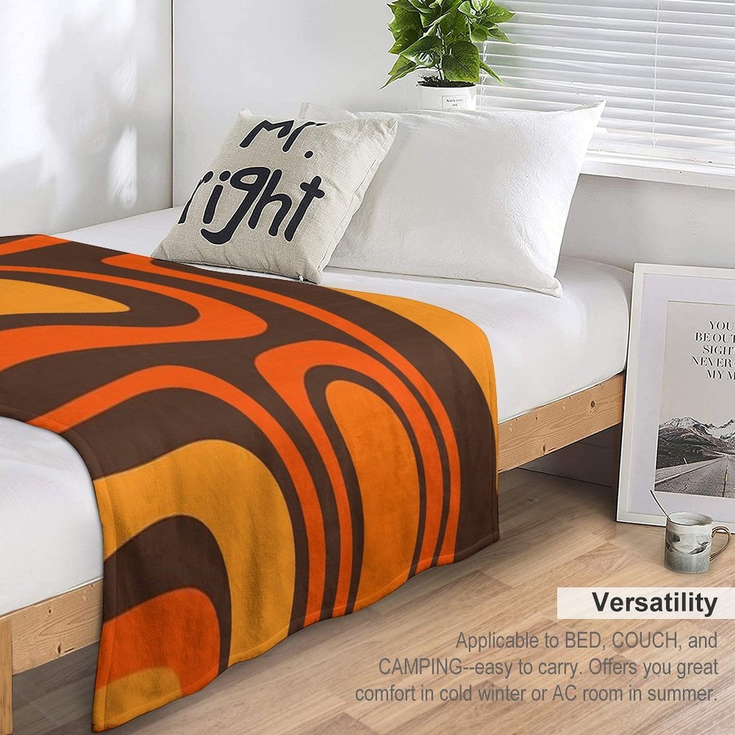 Palm Springs Retro Mid-Century Modern Abstract Pattern in 70s Brown And Orange Comfort Throw Blanket