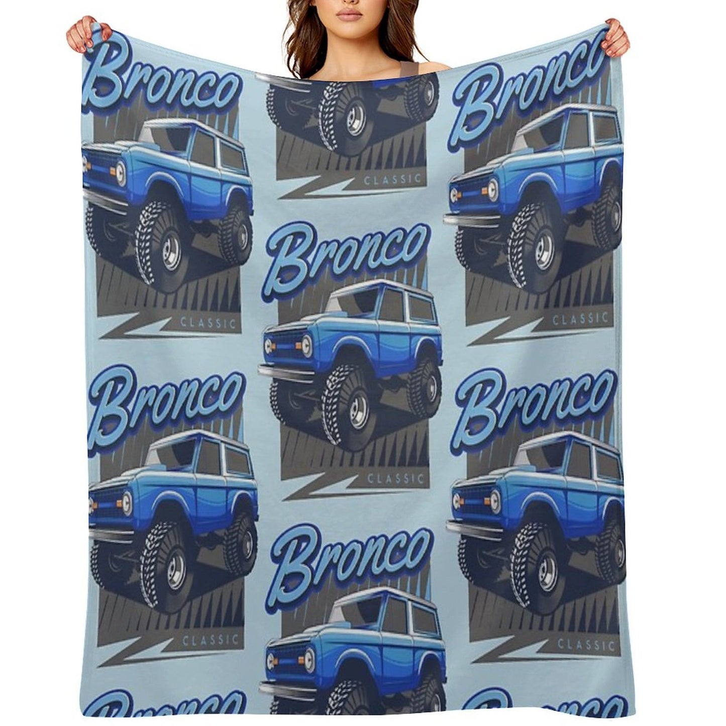 Ford Bronco Truck Classic Ford Bronco Blue Compact Throw Blanket