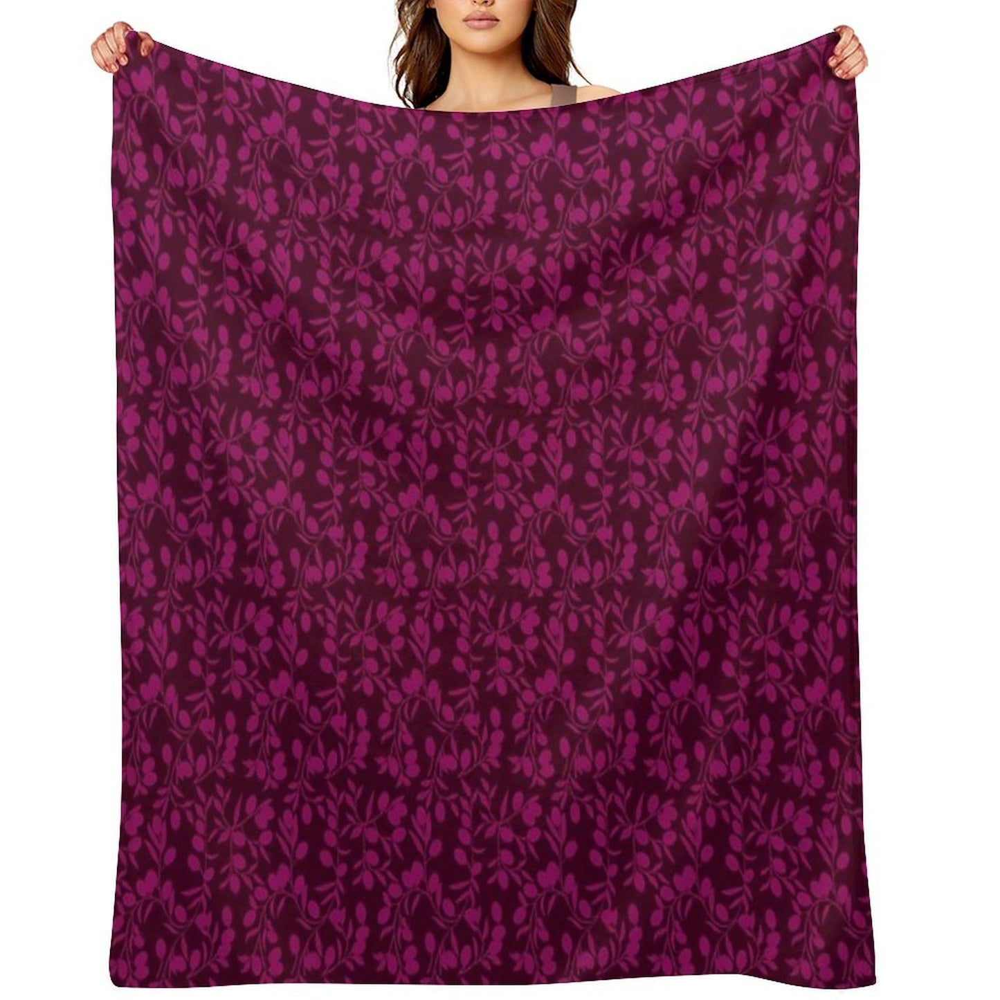 Burgundy Small Olive Pattern Anti-pilling Throw Blanket