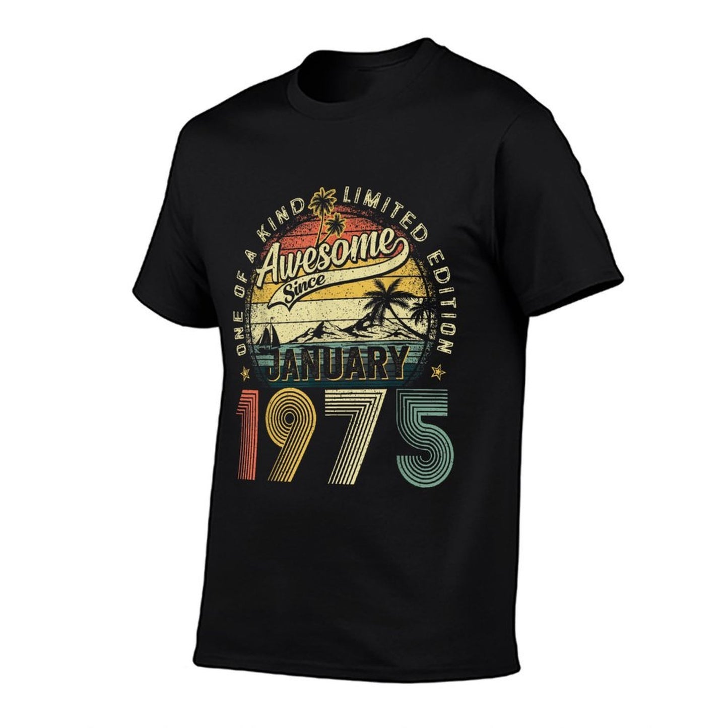 50 Years Old Awesome January 1975 Vintage 50th Birthday Men Lightweight T-Shirt