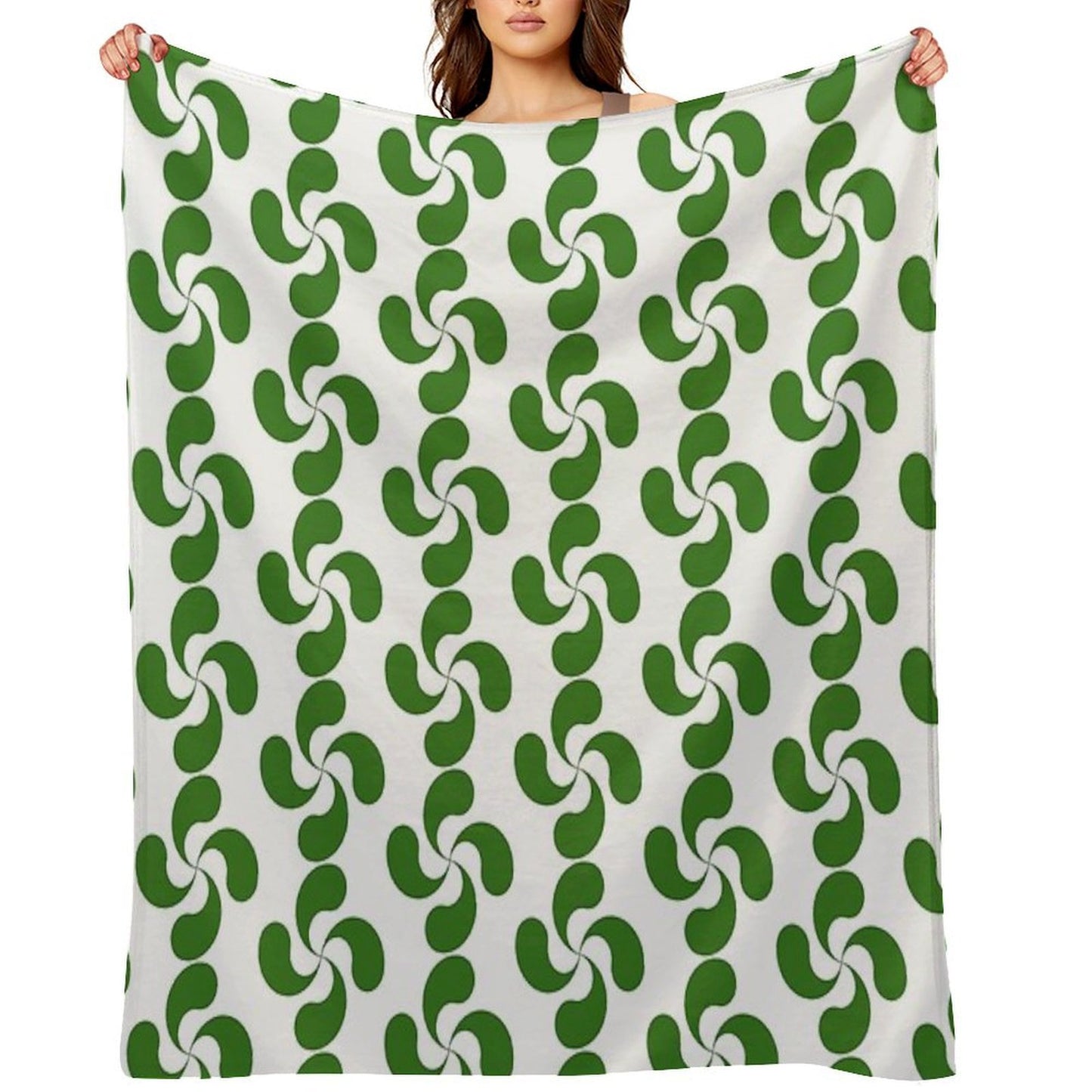 Green Basque Cross Lauburu Euskadi Plush Throw Blanket