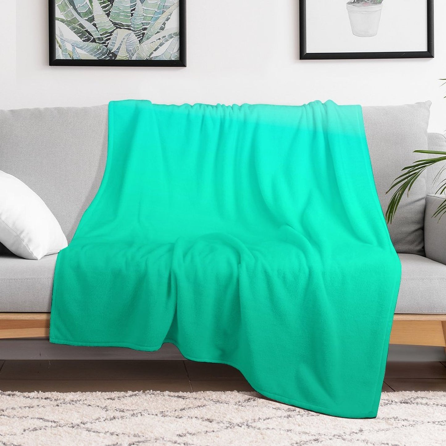 Mint Gradient Anti-pilling Throw Blanket