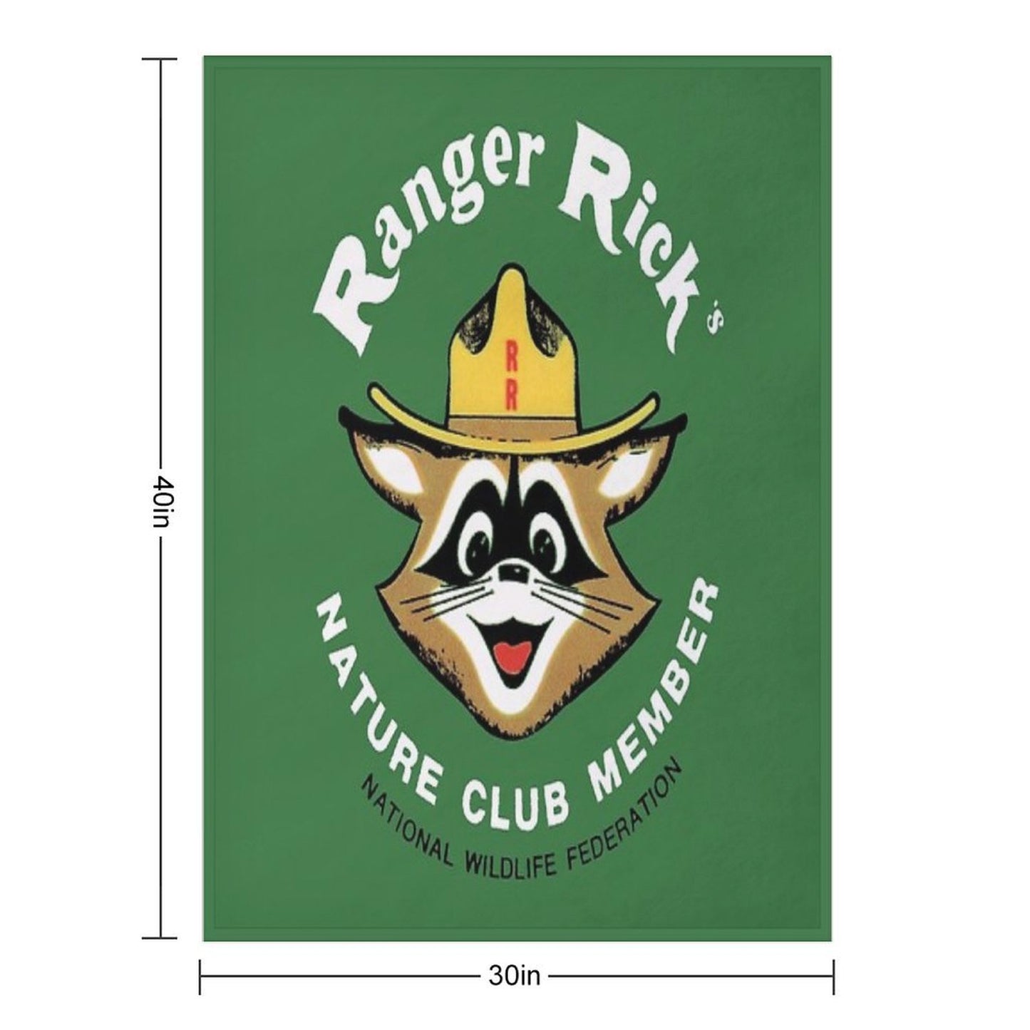 Ranger Rick's Nature Club Vintage Member Badge Plush Throw Blanket