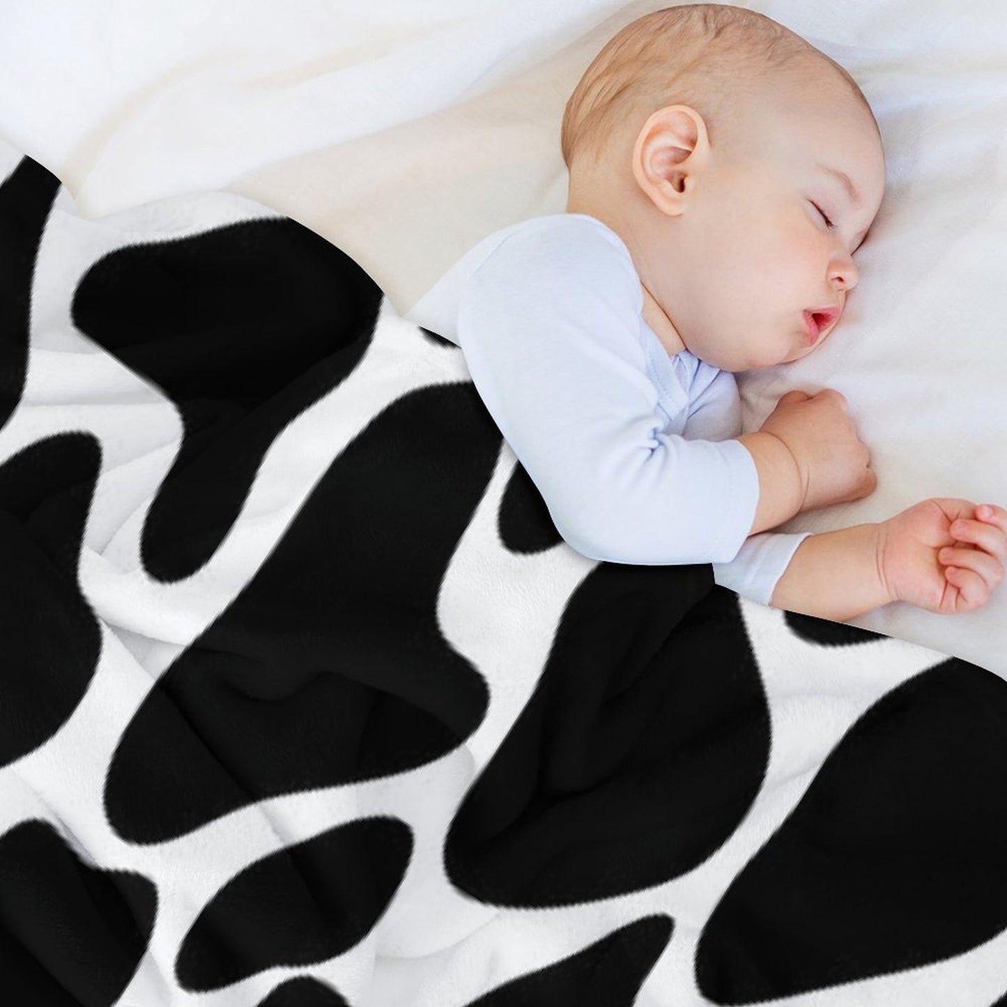 Black And White Caw Pattern. Machine-washable Throw Blanket