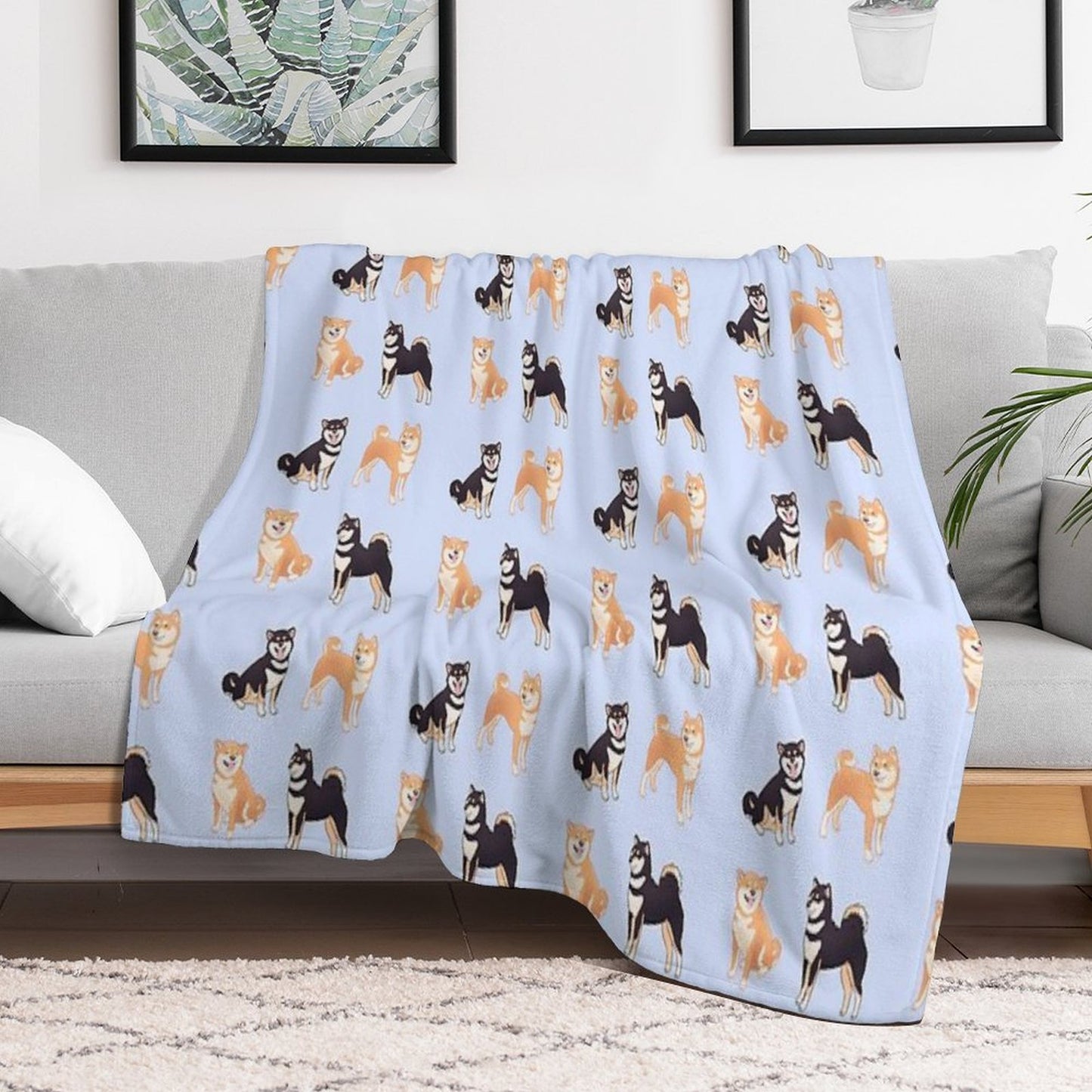 Shiba Inu Dogs Pack Sustainable Throw Blanket