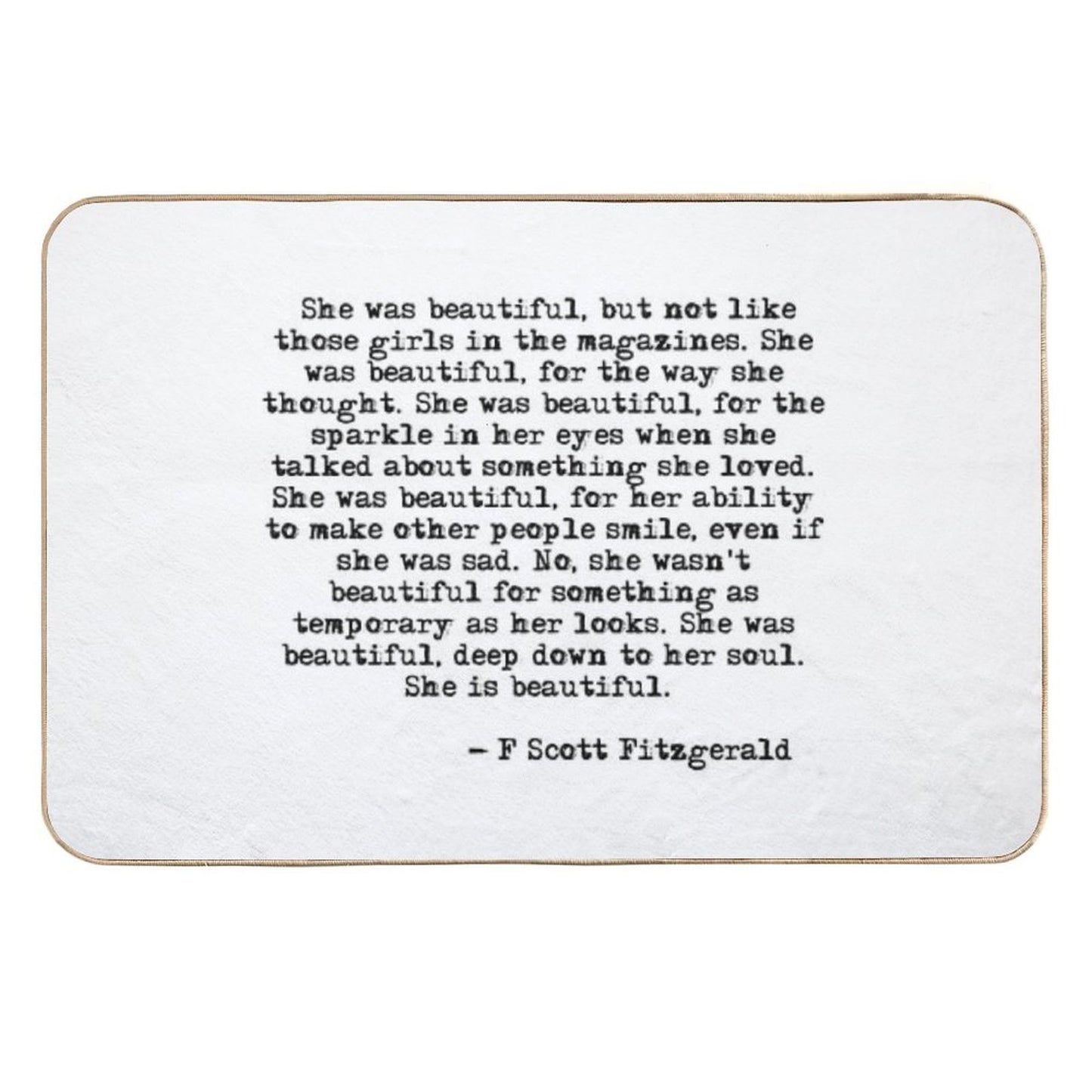 She Was Beautiful - F Scott Fitzgerald Easy To Clean Bath Mat