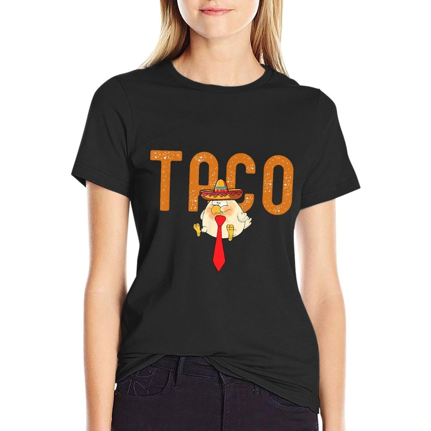 Taco Trump Always Chickens Out Funny Trendy Chicken Taco Wrinkle-resistant T-Shirt