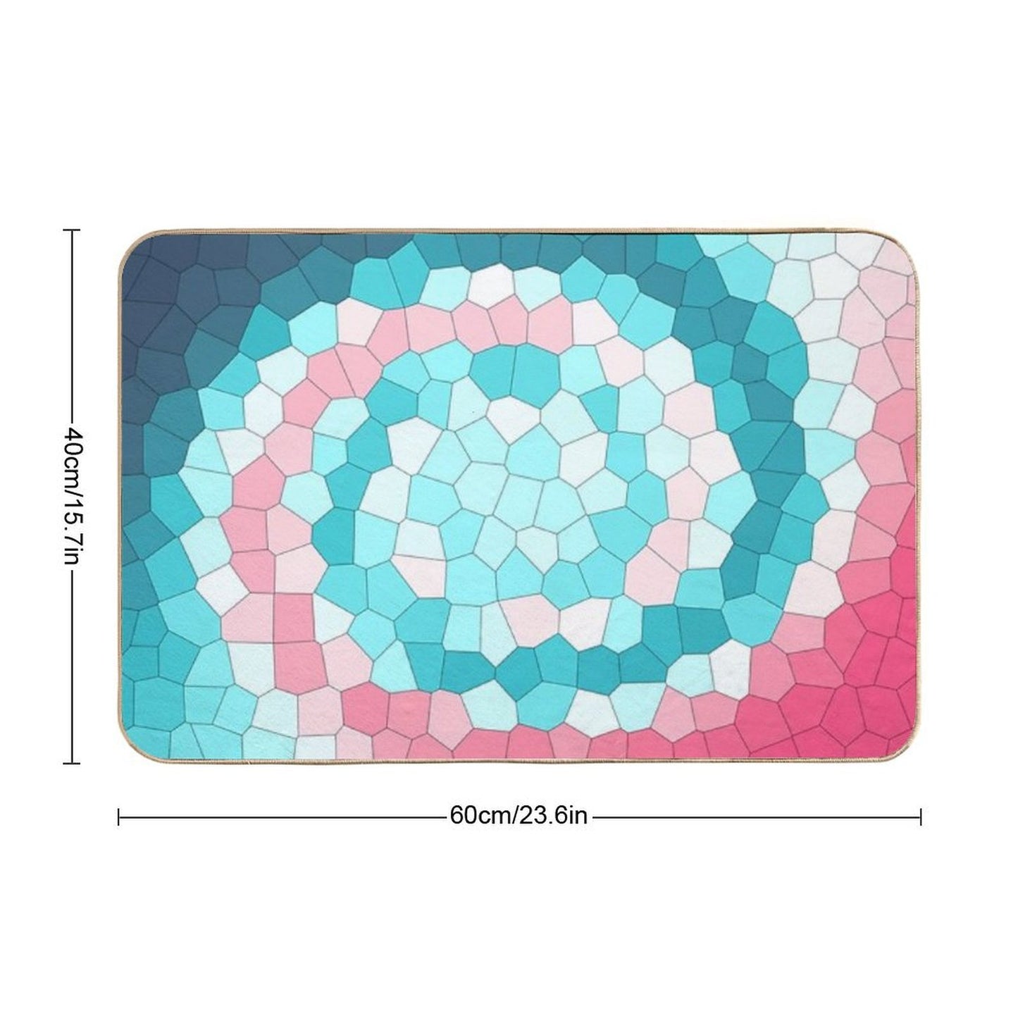 Teal, White And Pink Swirly Stained Glass Abstract Art Durable Bath Mat