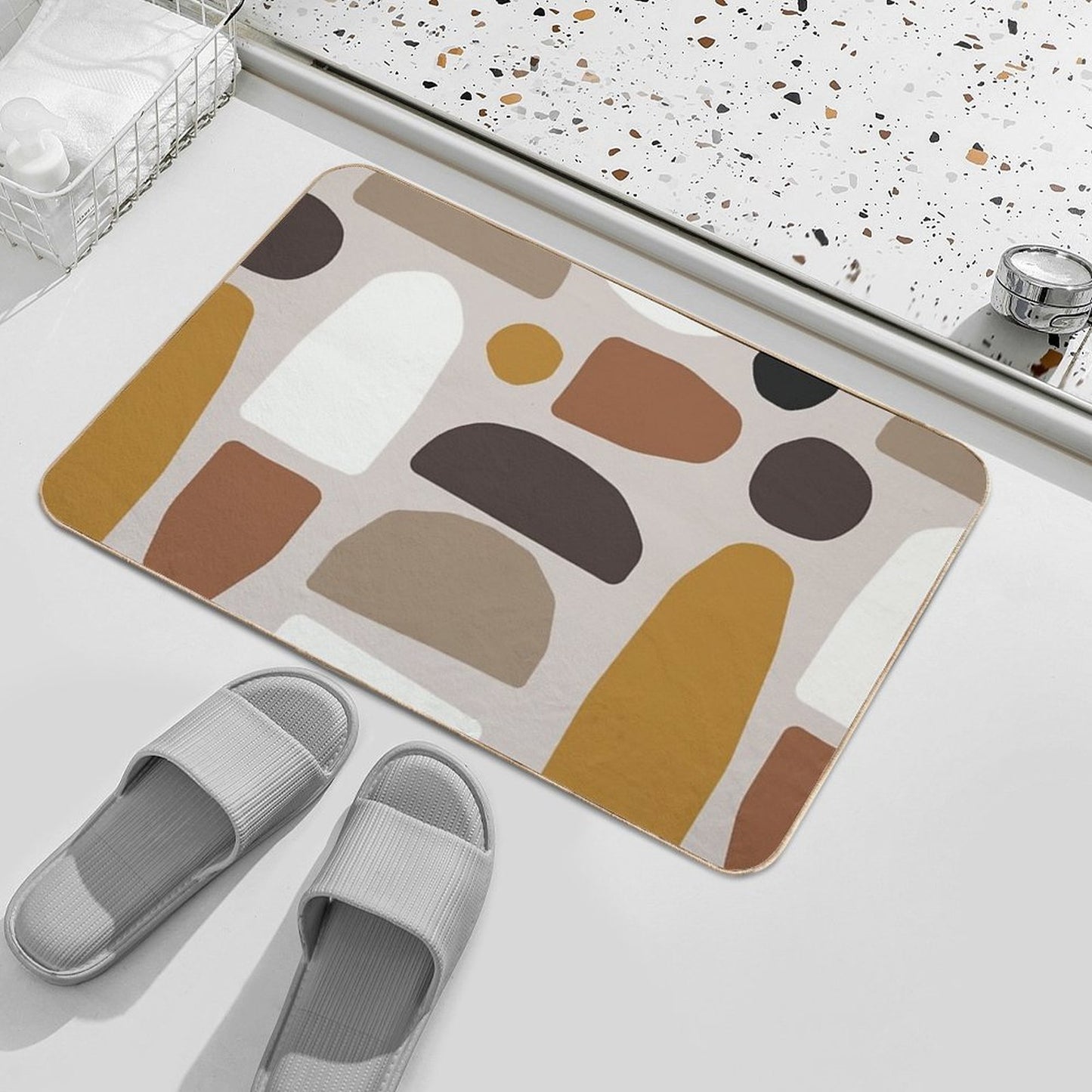 Abstract Modern Fall Pattern Toxin-Free Bath Mat